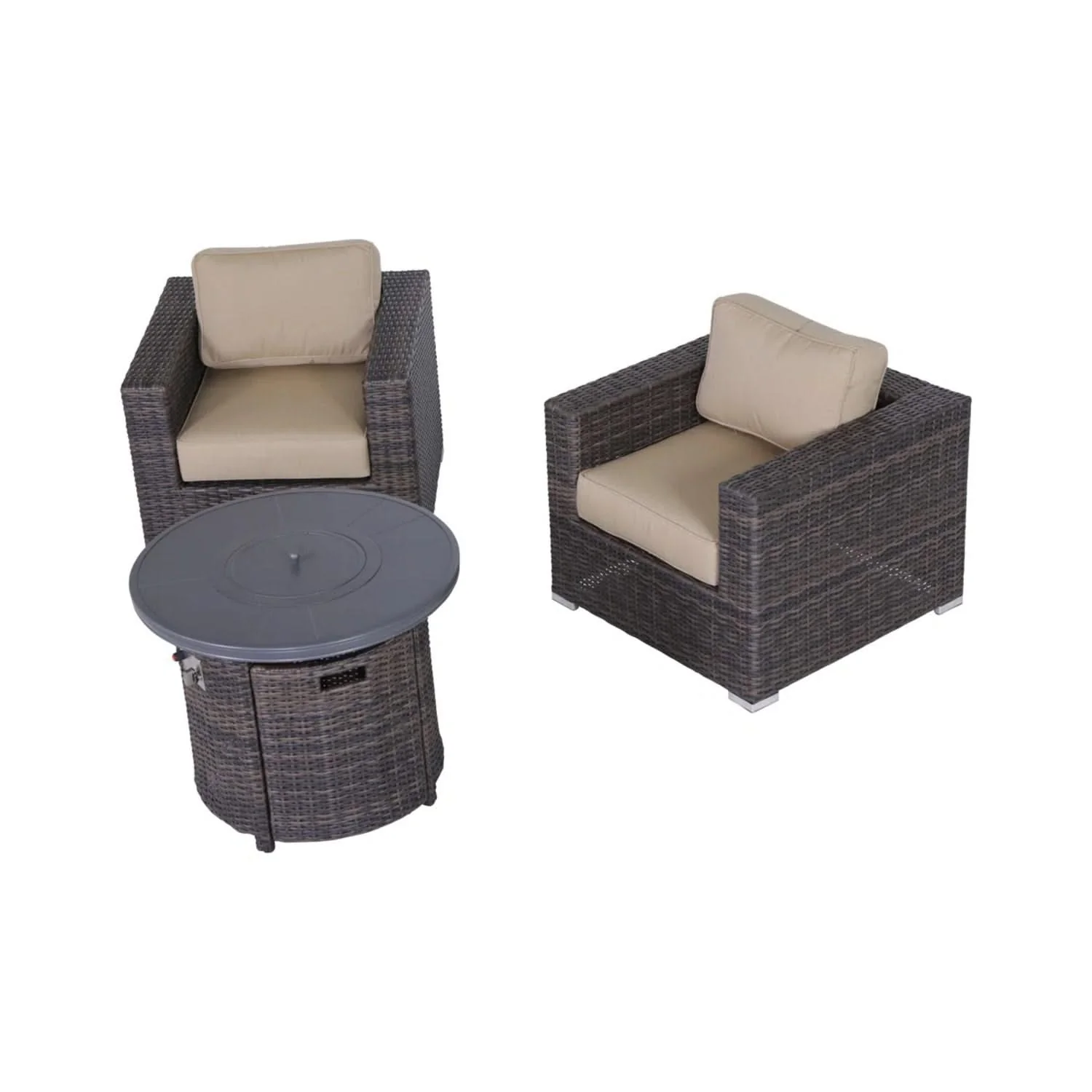 Rattan Patio Set With Comfortable Cushions And Fire Pit - Image 8