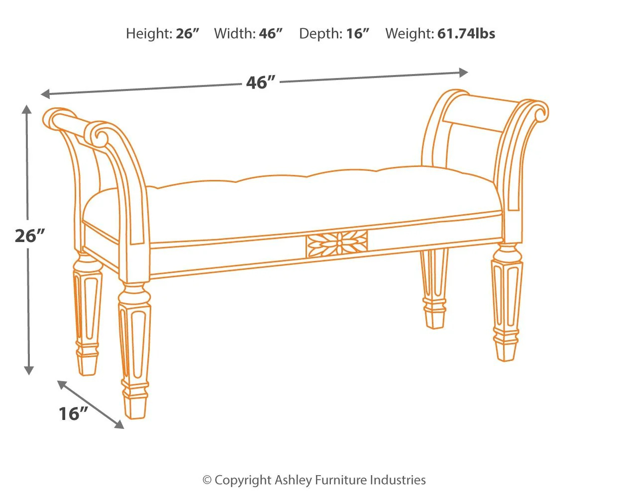 Realyn - Accent Bench - Antique White - Image 4