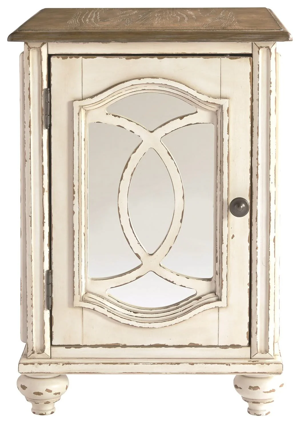 Realyn - Chair Side End Table - Insert Mirror - White / Brown - Image 2