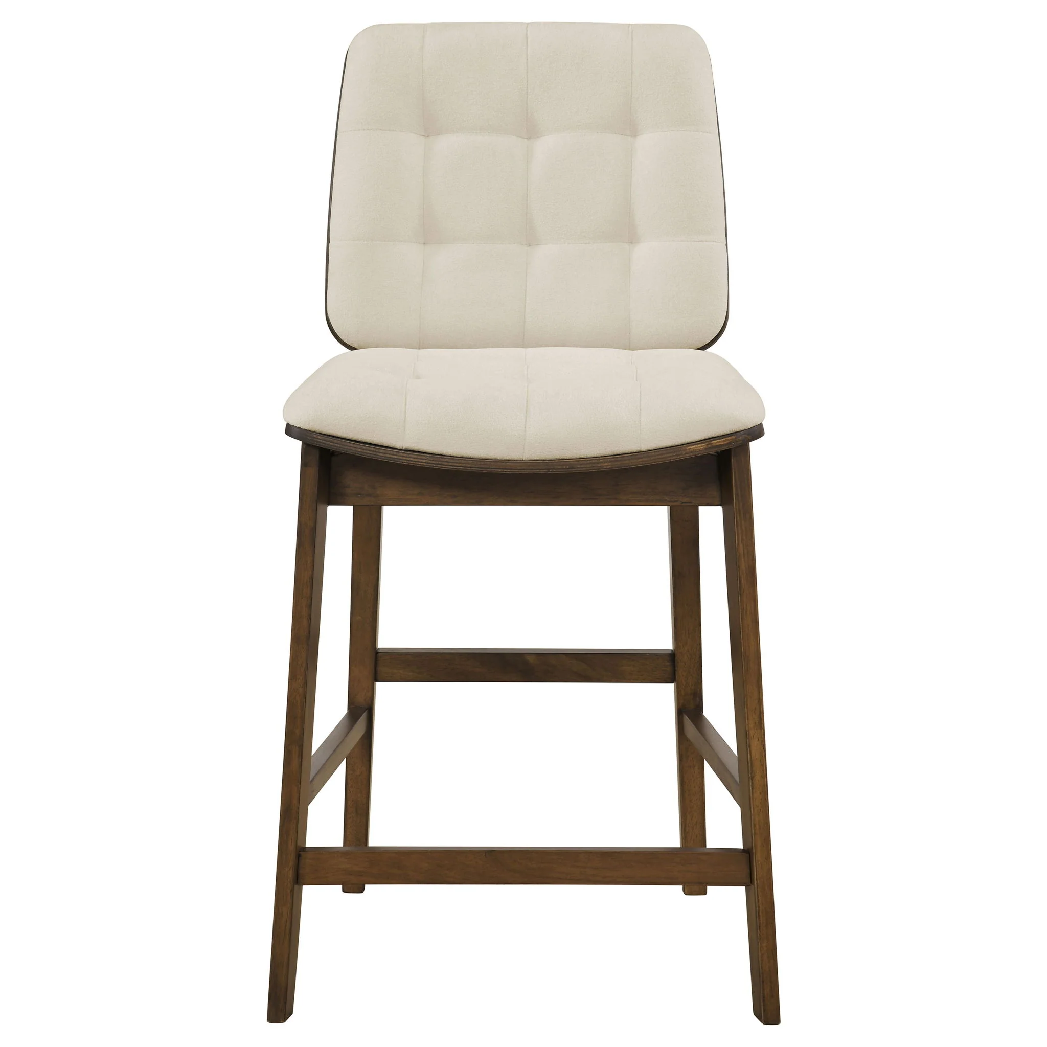 Redbridge Velvet Upholstered Counter Chair Cream and Walnut (Set of 2) - Image 2