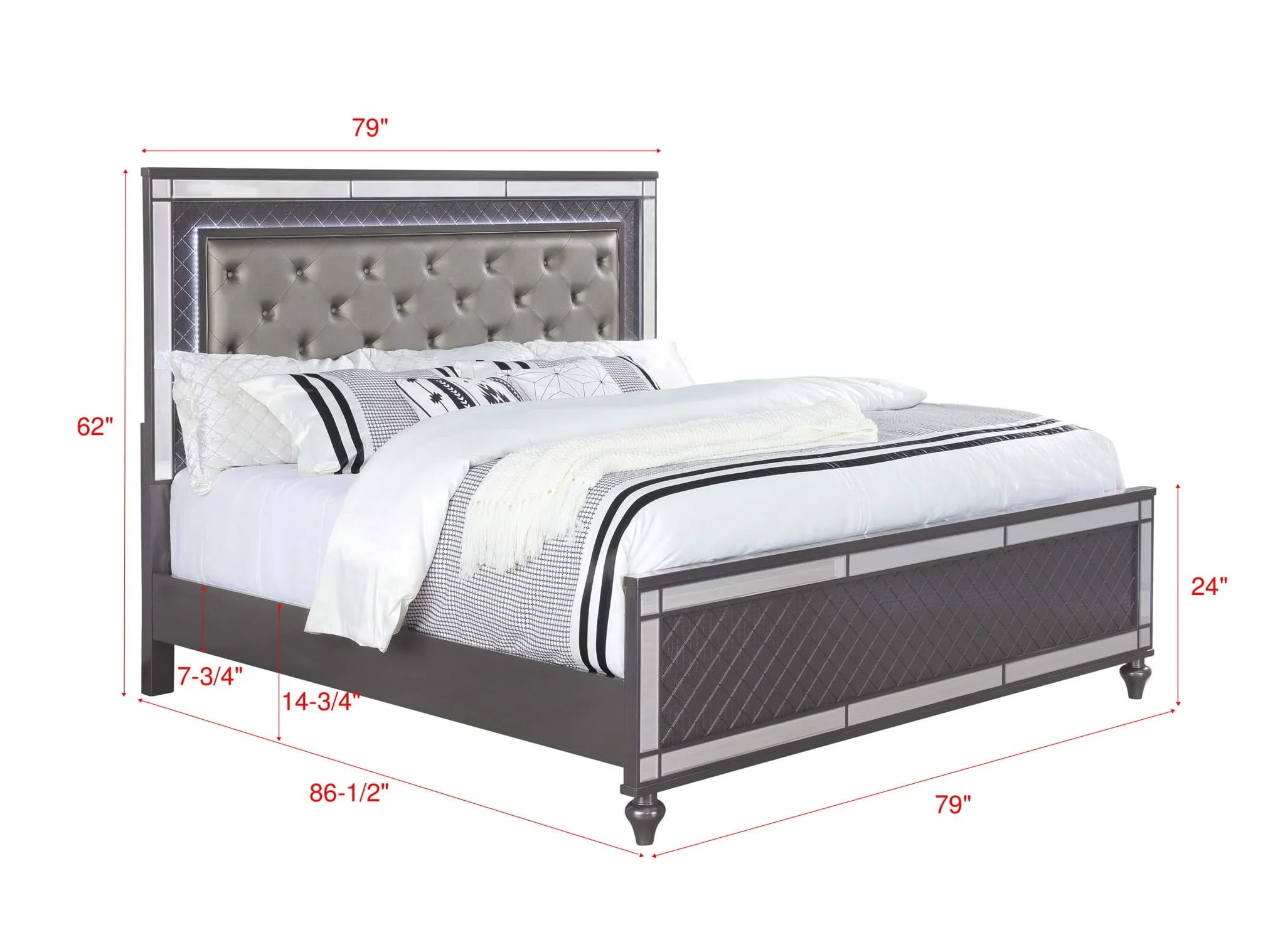 Refino - California King 4 Piece Bedroom Set - Gunmetal - Image 4