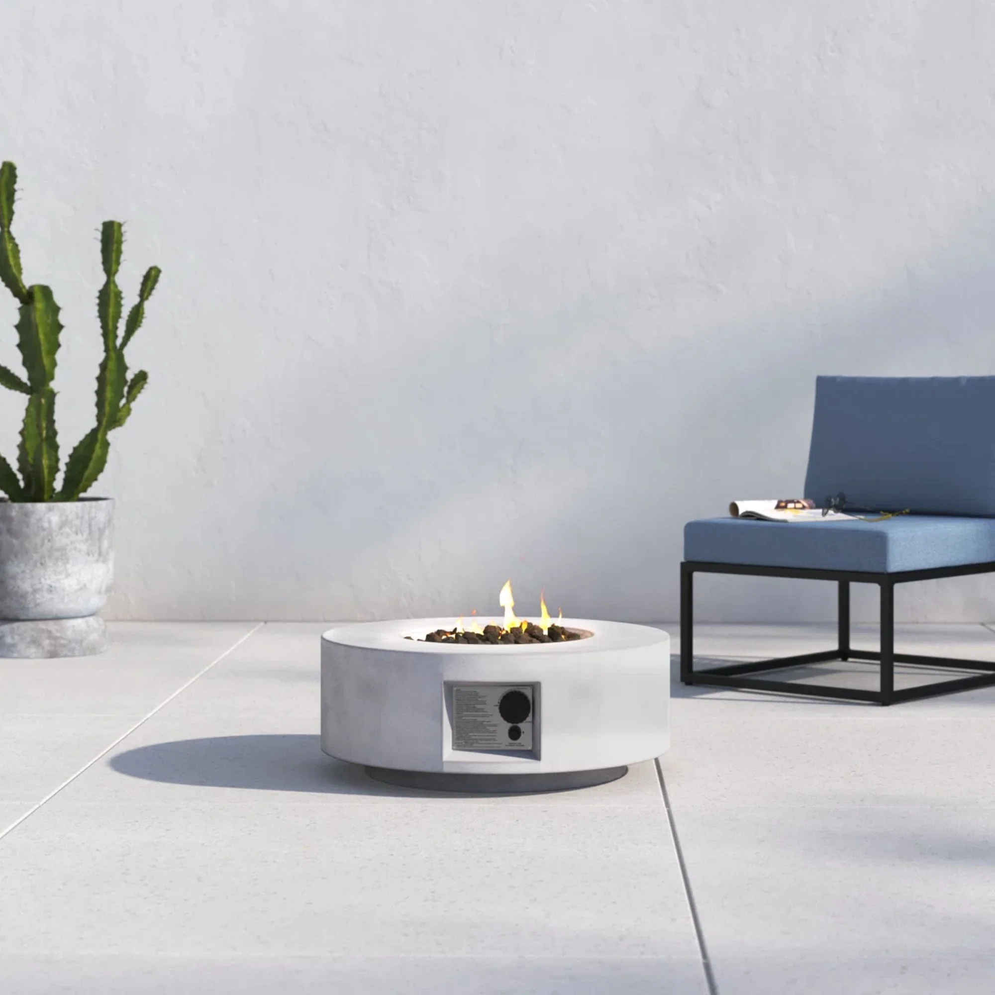 Reinforced - Propane Gas Outdoor Fire Pit Table With Lid - Image 2