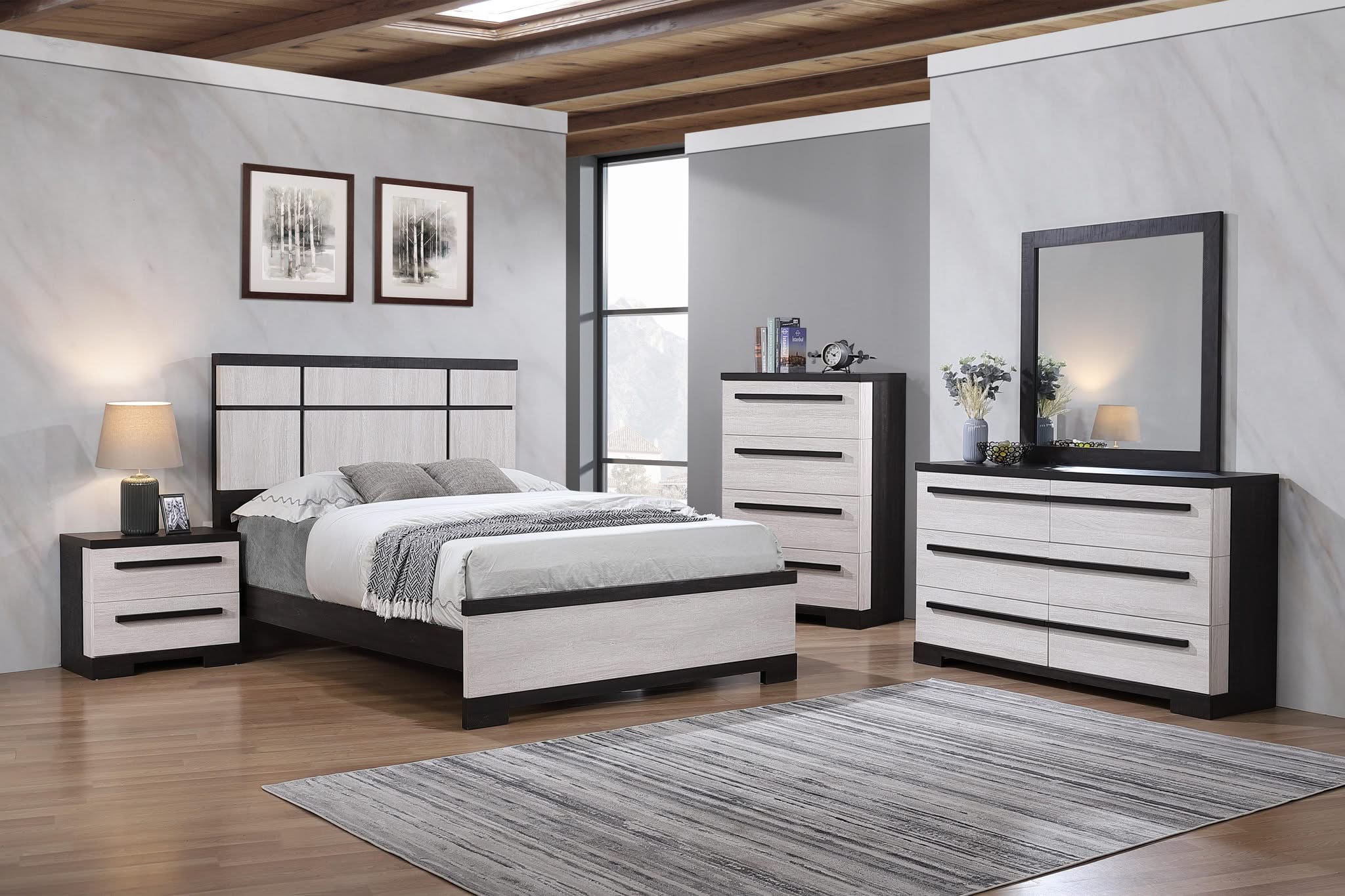Remington - King 4 Piece Bedroom Set - Black / White - Image 4