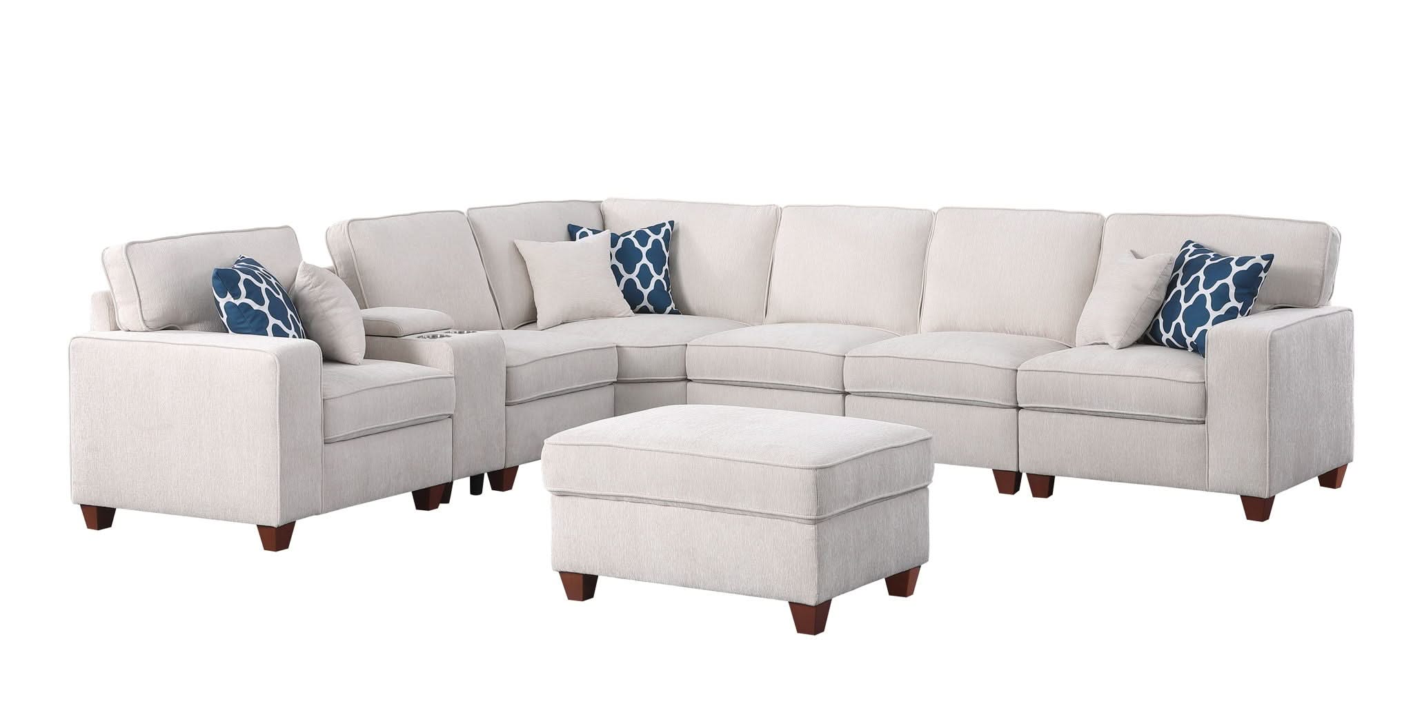 Rene - Sectional Sofa With Ottoman - Beige - Image 3