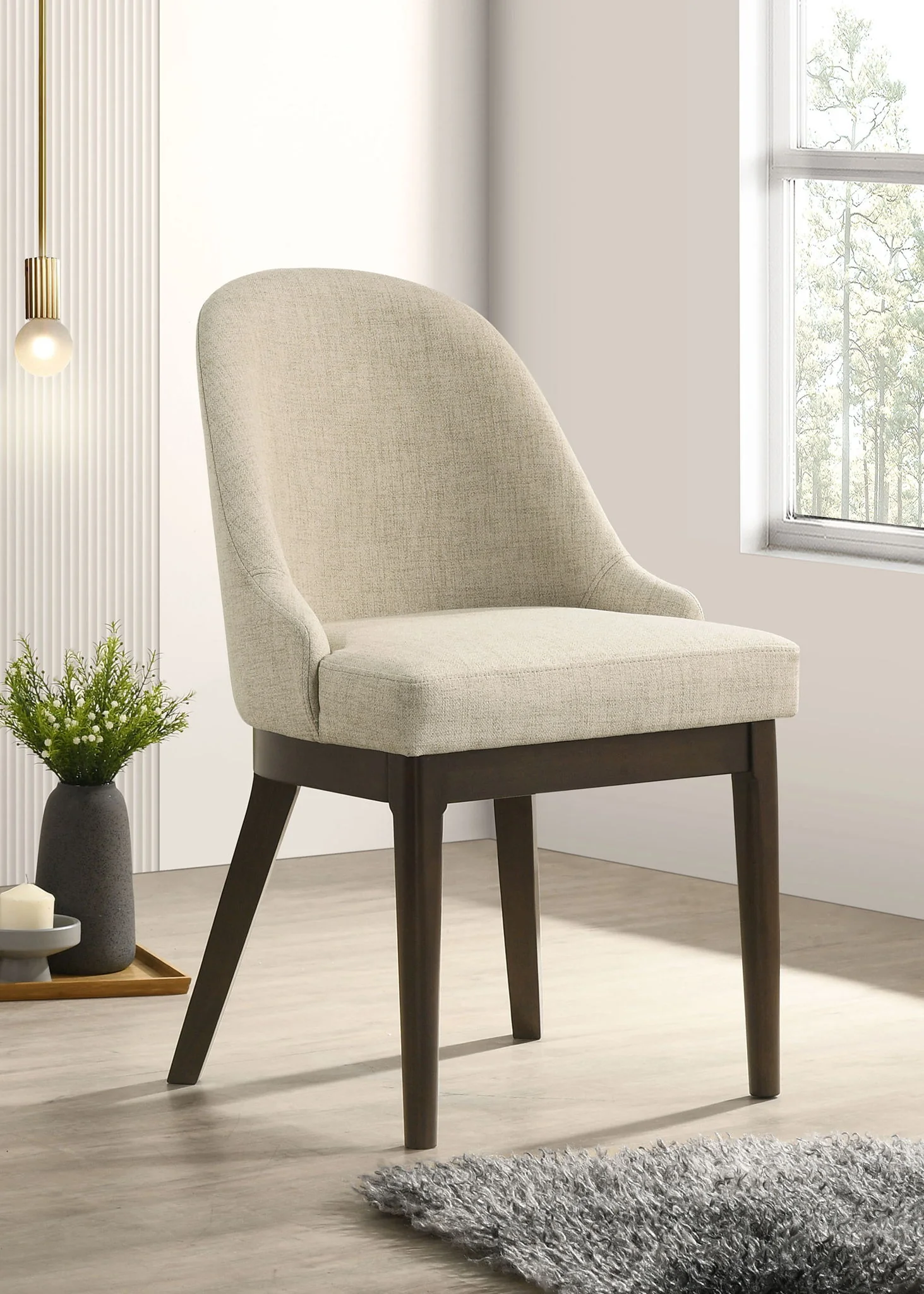 Reseda Upholstered Dining Side Chair Beige (Set of 2) - Image 4