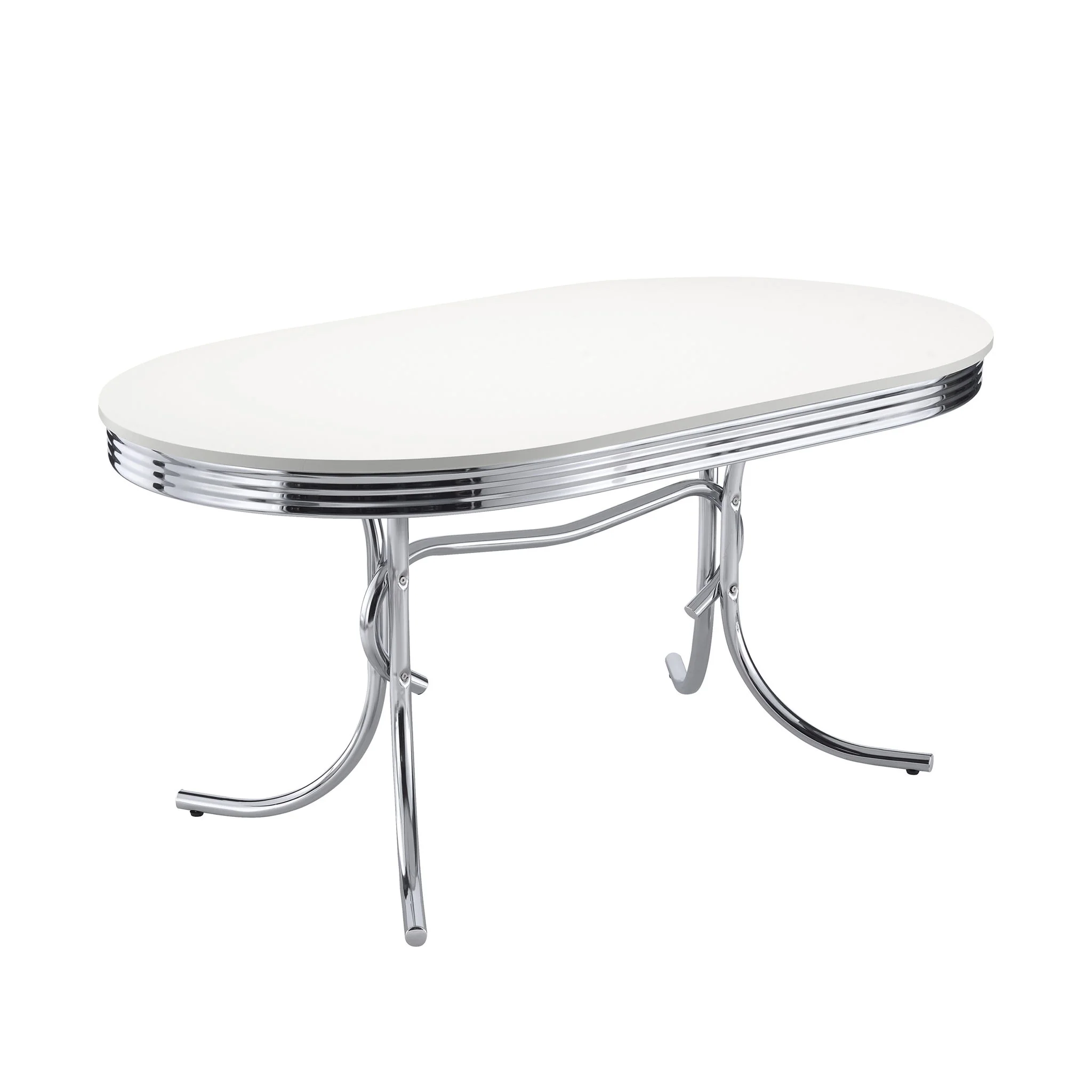Retro 5-piece Oval Dining Table Set White and Black - Image 2