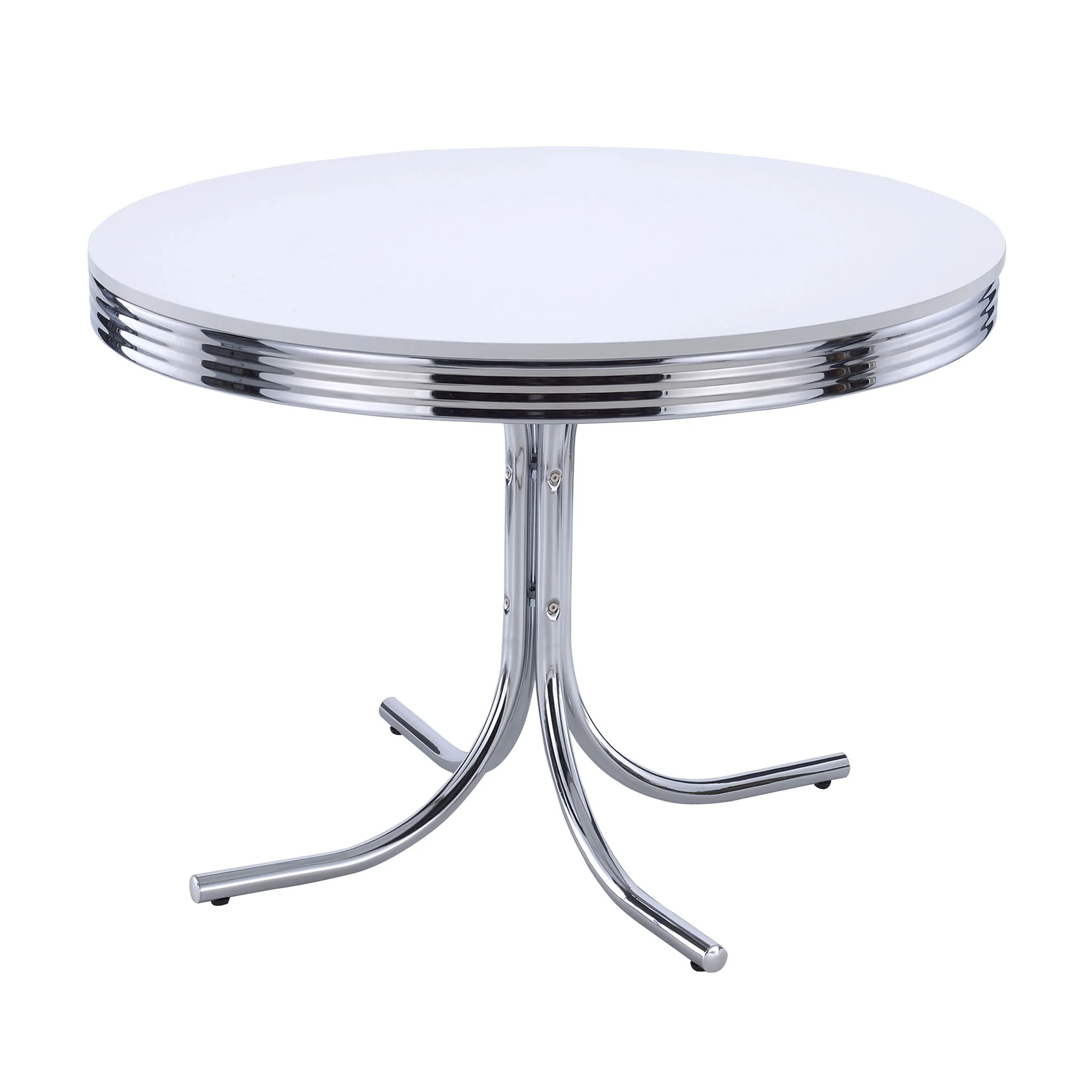 Retro 5-piece Round Dining Table Set White and Black - Image 2