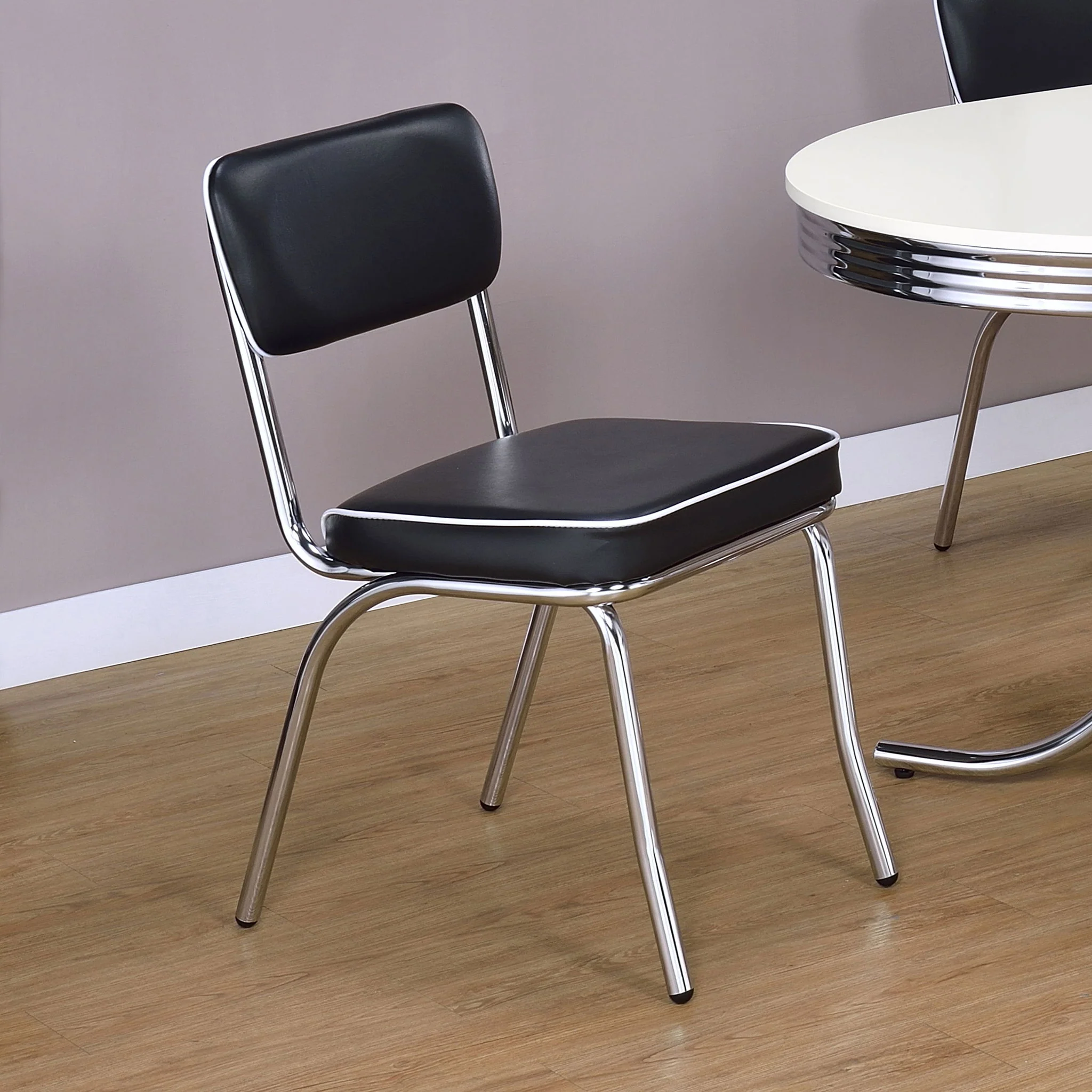 Retro Upholstered Dining Side Chair Black (Set of 2) - Image 2