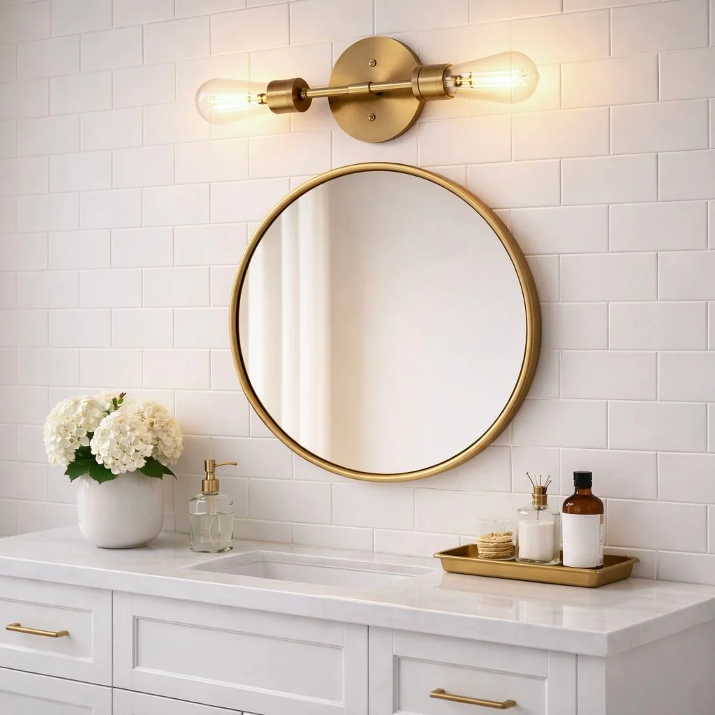 Reverie - Double Lights Bathroom Wall Sconce Over Mirror - Clear / Gold - Image 3