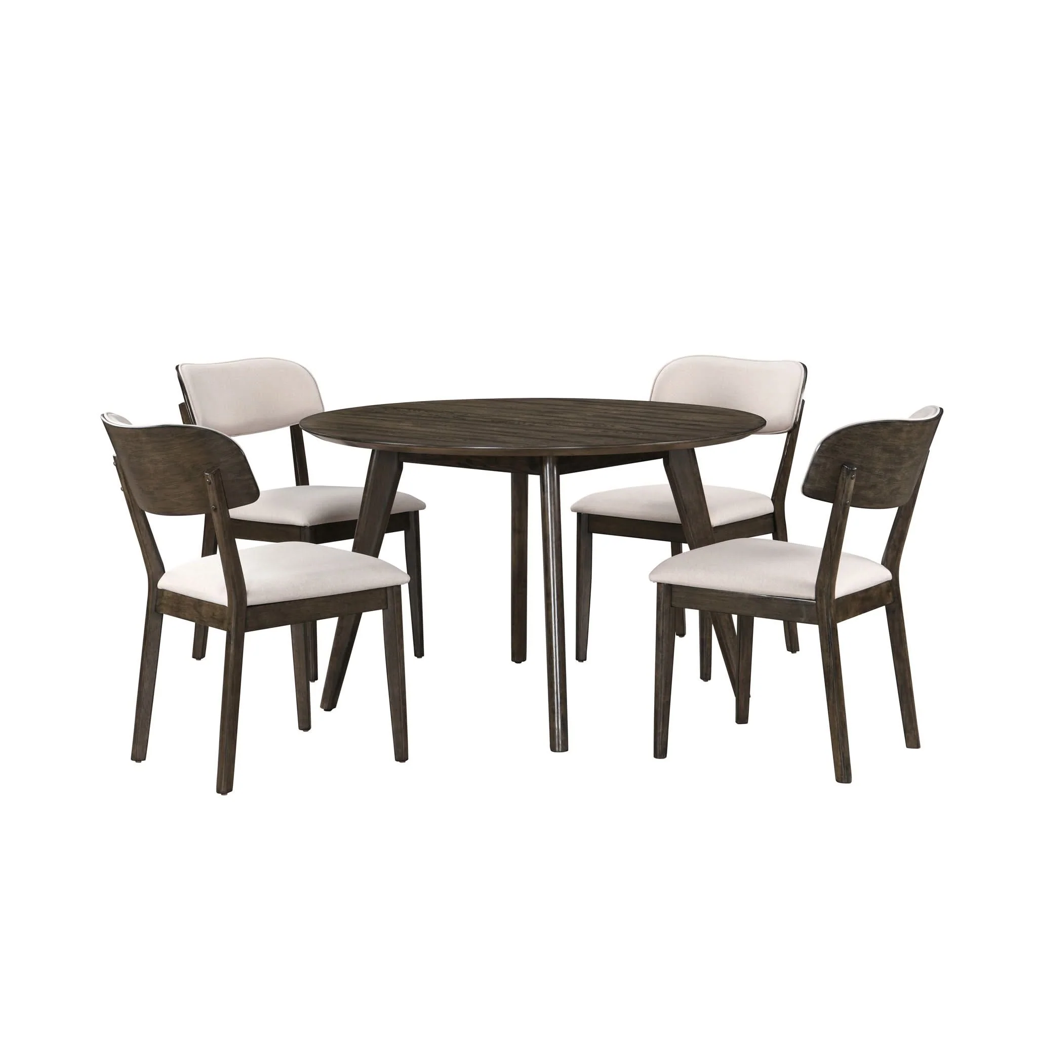 Rex - 48" Round Dining Table & 4 Open Back Chairs - Dark Brown - Image 4