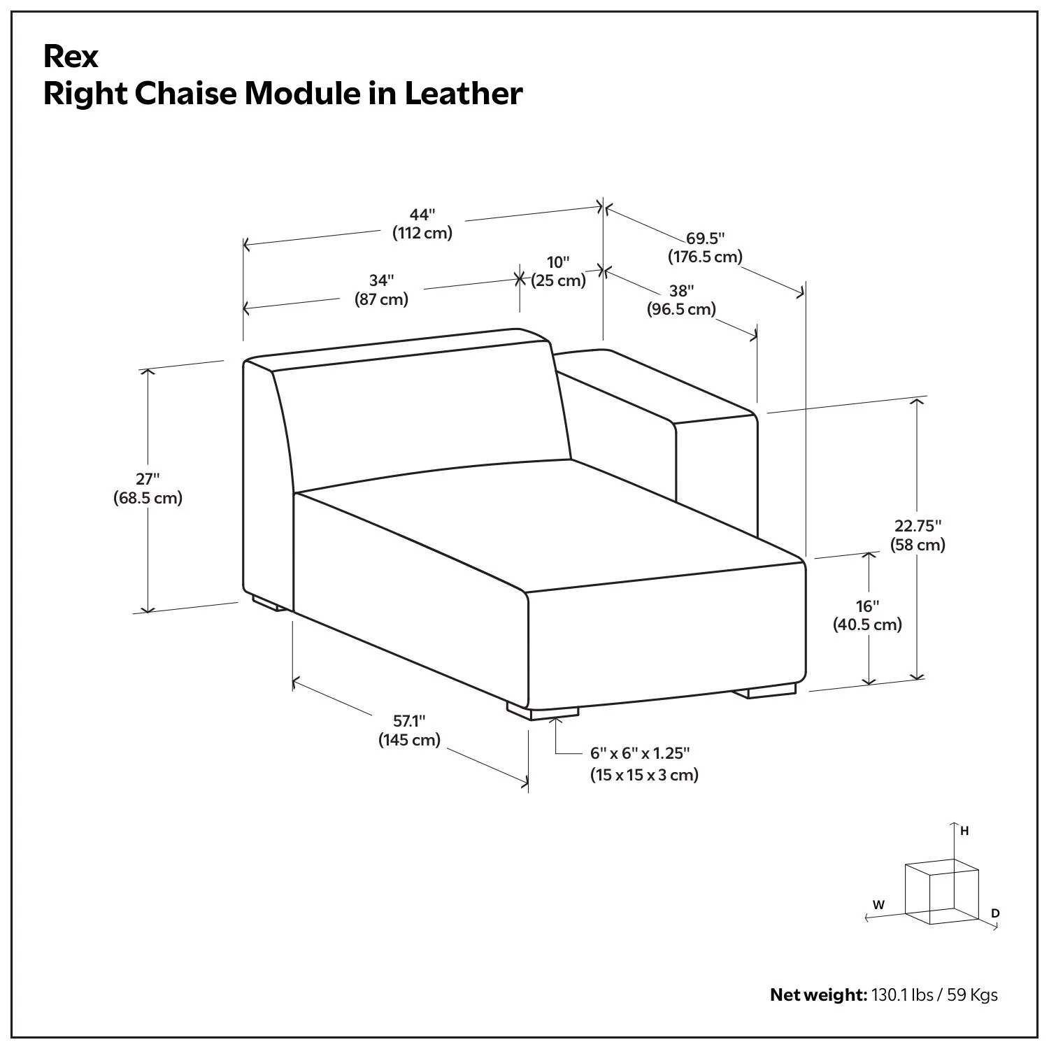 Rex - Chaise Sofa Module - Image 16