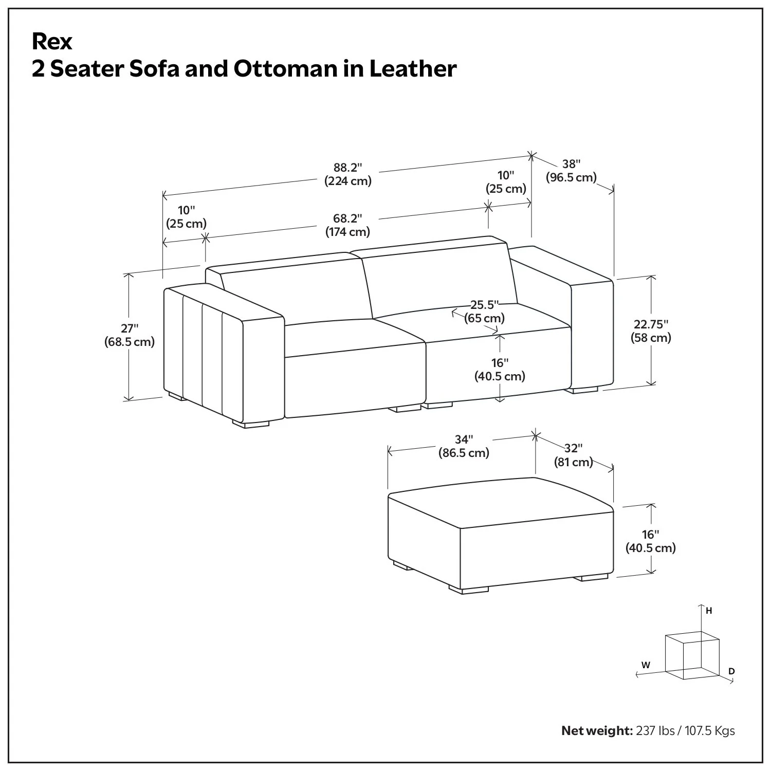 Rex - Handcrafted Sectional Sofa And Ottoman - Image 13