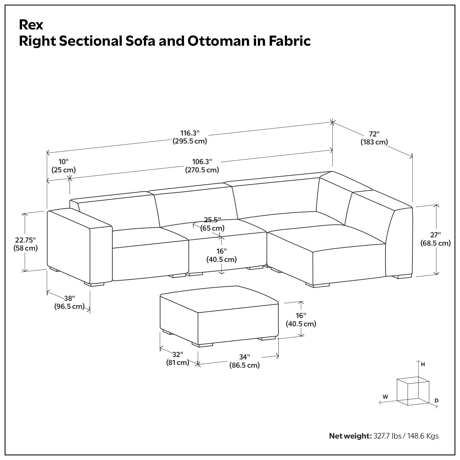 Rex - Handcrafted Sectional Sofa And Ottoman - Image 9