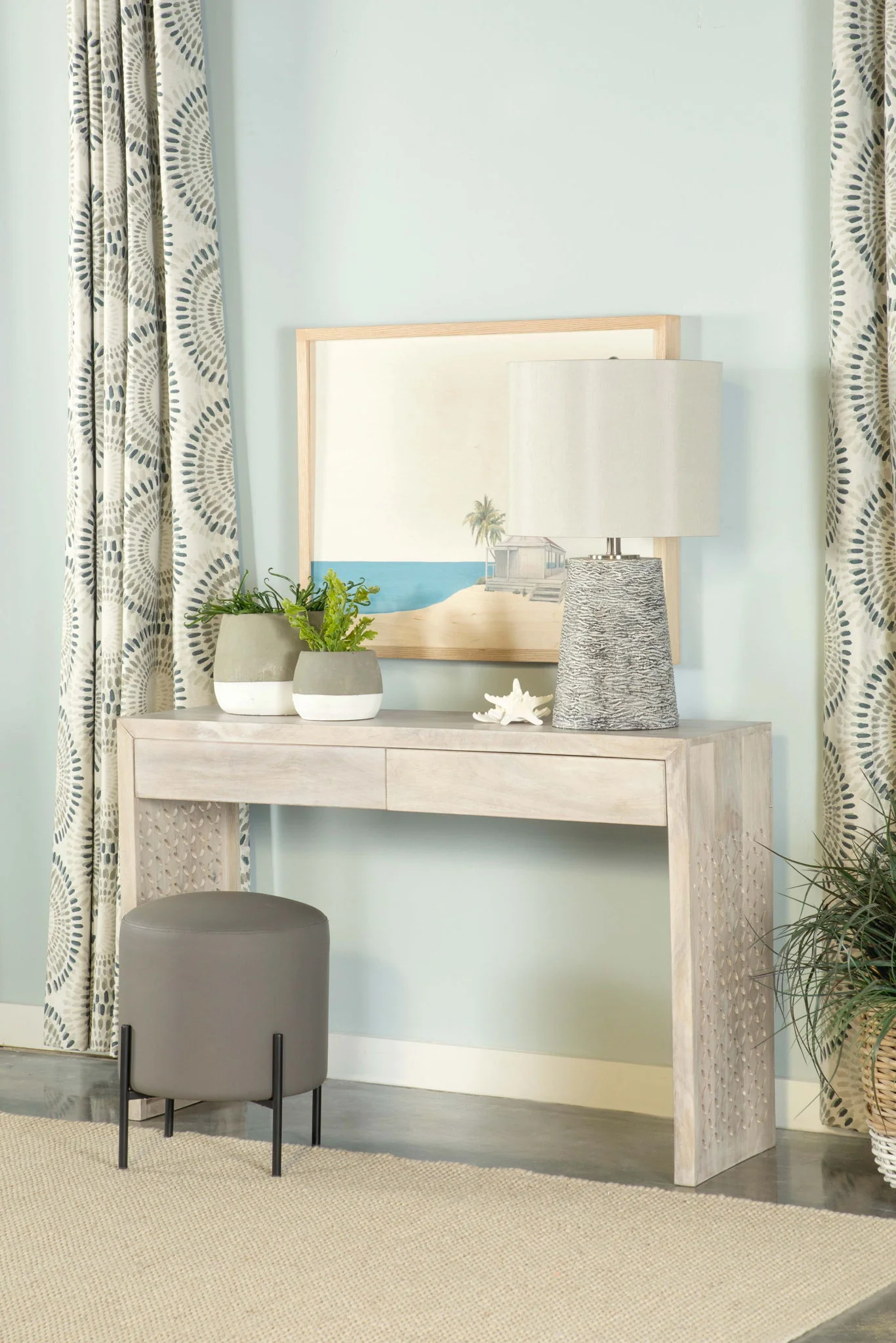 Rickman 2-drawer Wood Entryway Console Table White Washed - Image 4