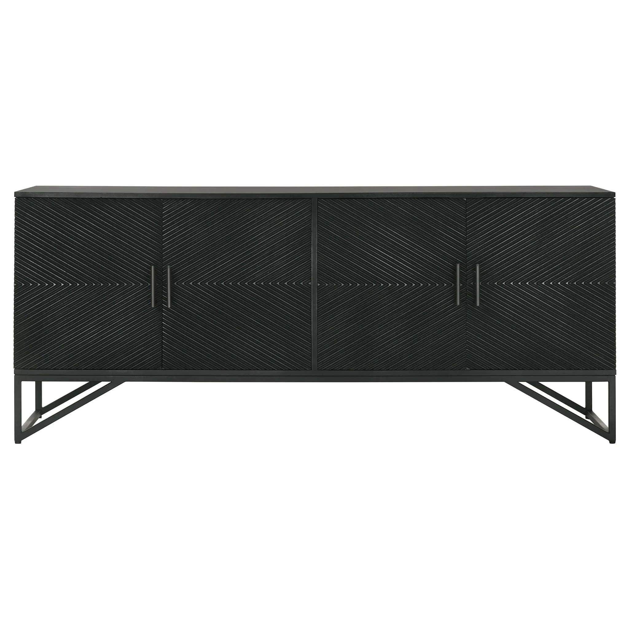 Riddell 4-door Wood Reeding Accent Cabinet Matte Black - Image 4