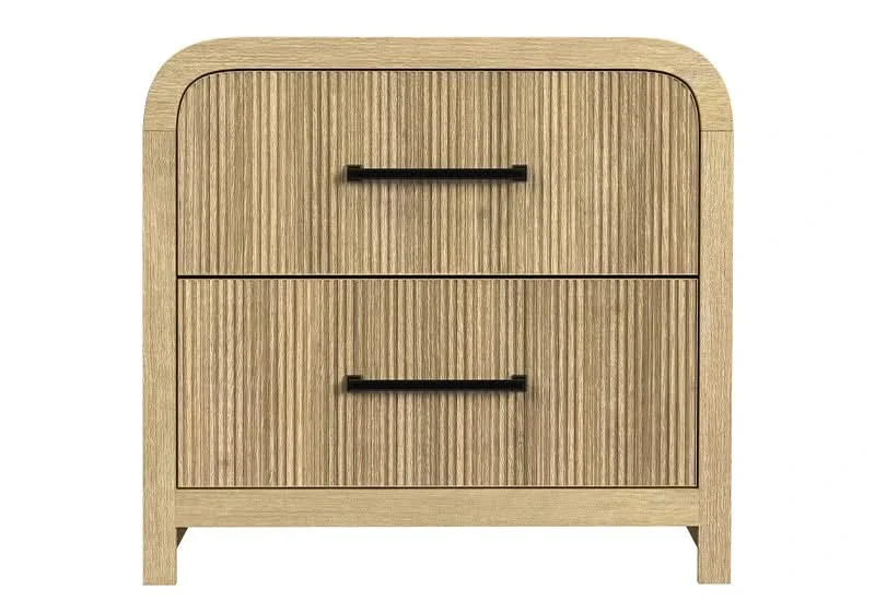 Ridgemont Natural 2-Drawer Nightstand with Rounded Corners and USB Charging Port