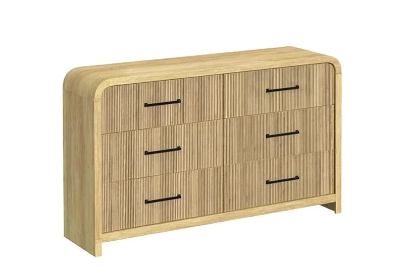Ridgemont Natural 6-Drawer Dresser with Rounded Corners and Sleek Metal Pulls - Image 2