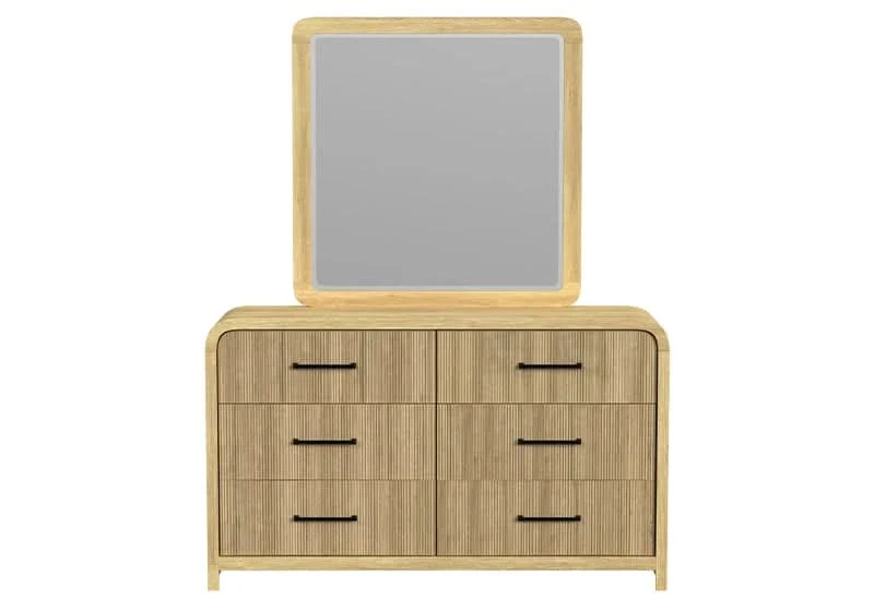 Ridgemont Natural 6-Drawer Dresser with Rounded Corners and Sleek Metal Pulls - Image 3