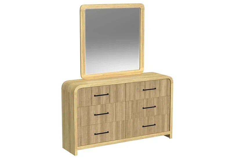 Ridgemont Natural 6-Drawer Dresser with Rounded Corners and Sleek Metal Pulls - Image 4