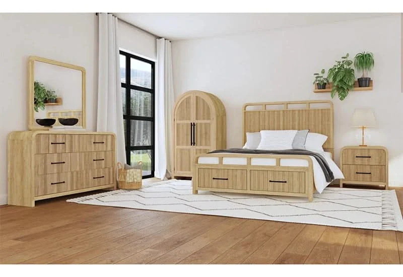 Ridgemont Natural 6-Drawer Dresser with Rounded Corners and Sleek Metal Pulls - Image 6