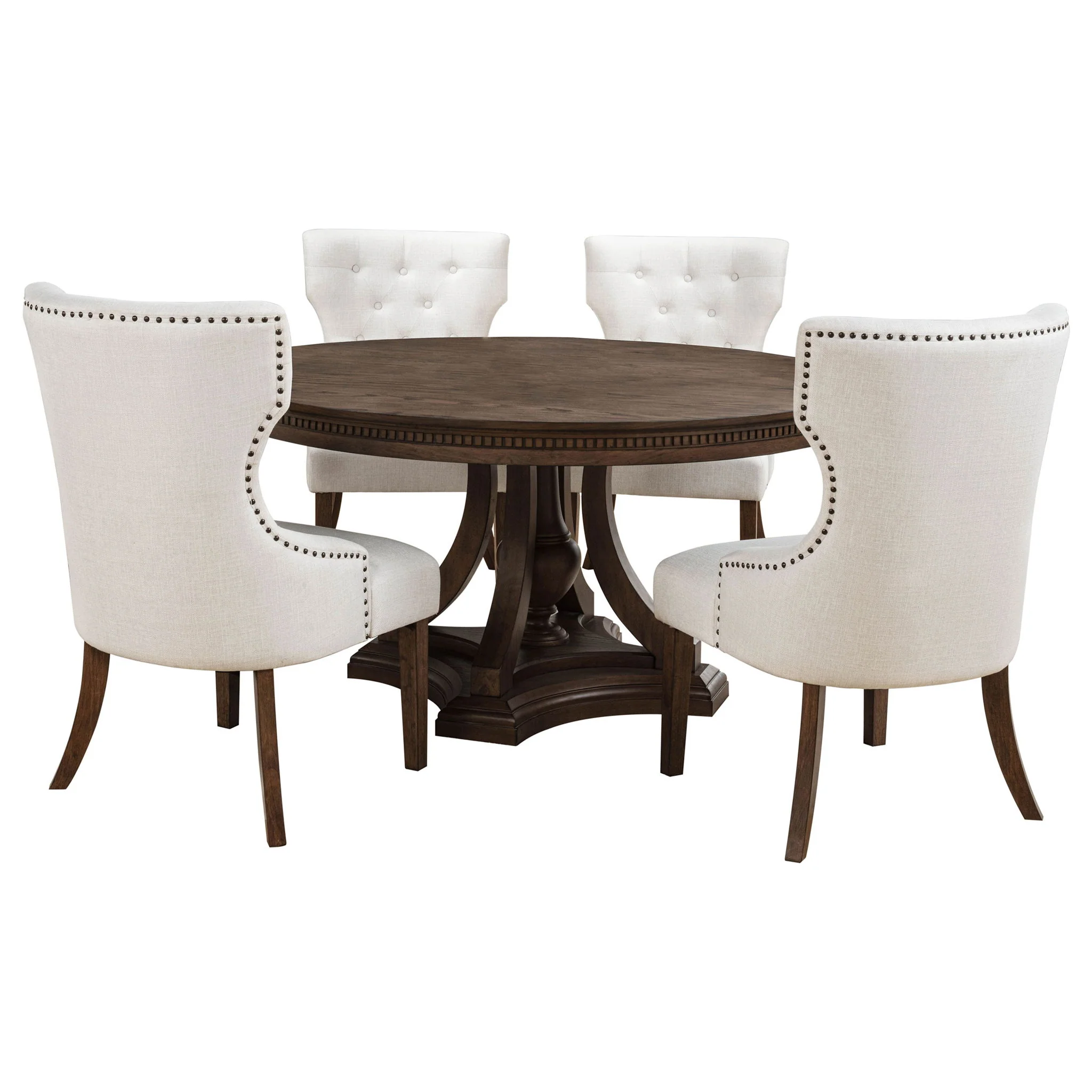 Ridgewell 5-piece Round Pedestal Dining Set Dark Oak - Image 3