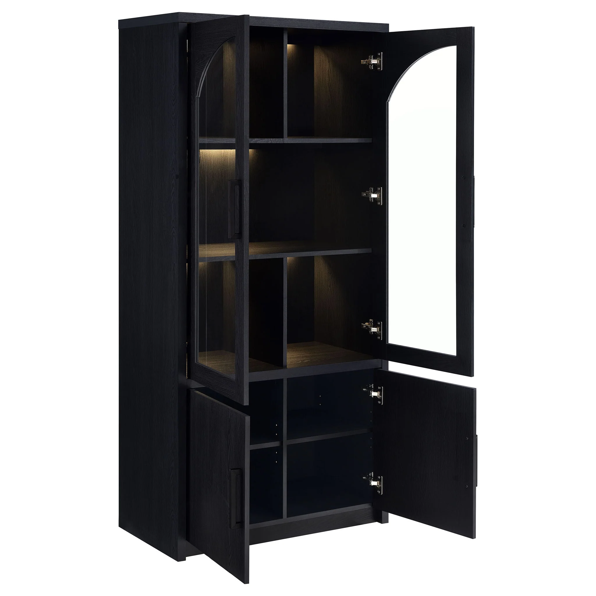Riva 4-door Tall Accent Display Cabinet LED Lighting Black - Image 4