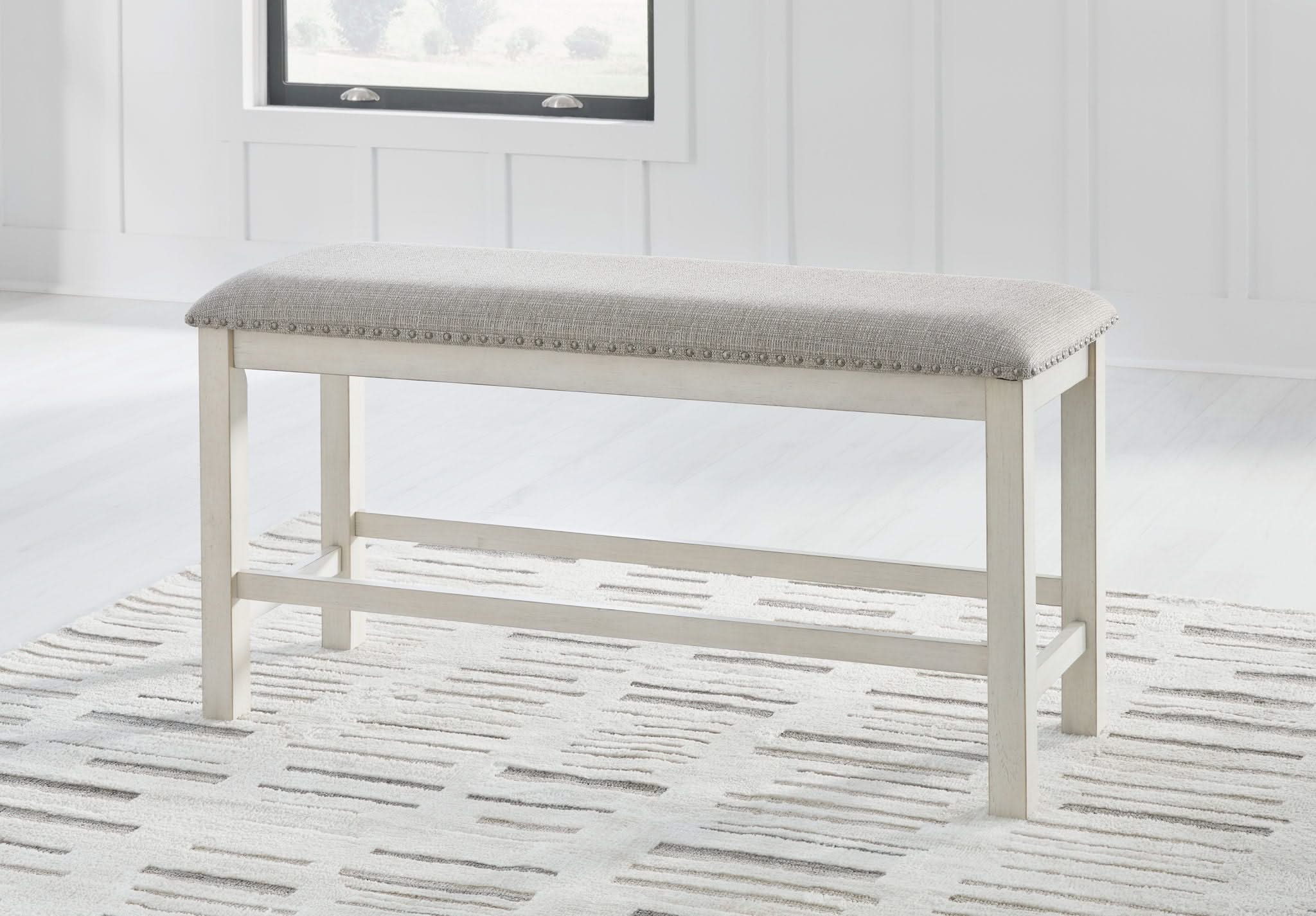 Robbinsdale - Dbl Counter Height Upholstered Dining Bench - Antique White - Image 2