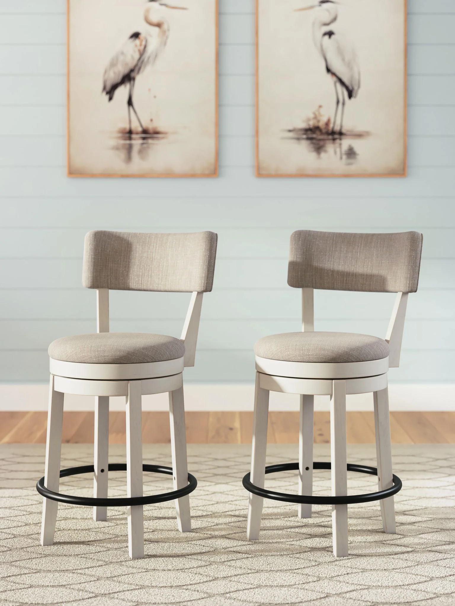Robbinsdale - Upholstered Swivel Barstool (Set of 2) - Antique White - Image 2