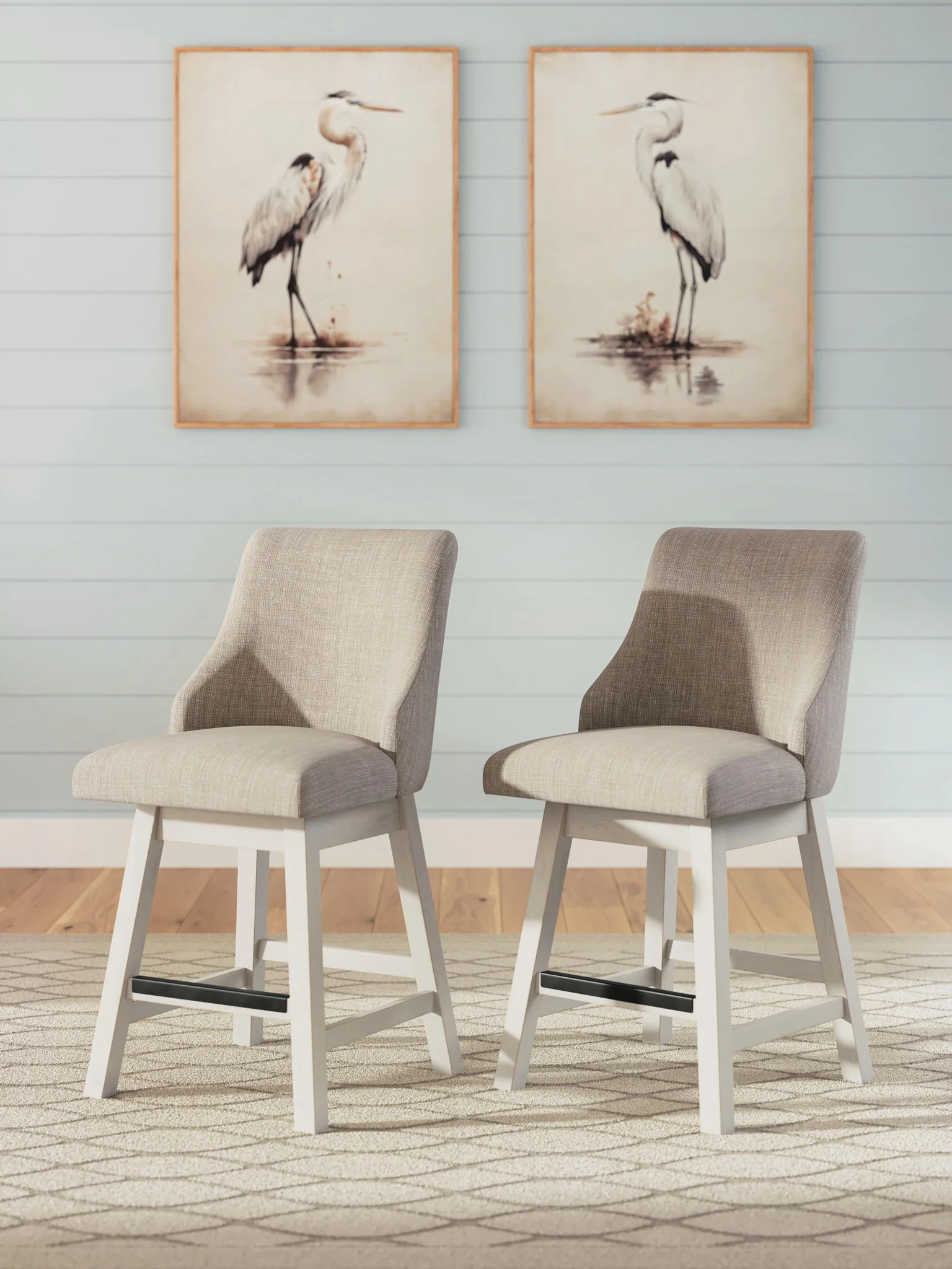 Robbinsdale - Upholstered Swivel Curved Back Barstool (Set of 2) - Antique White - Image 4