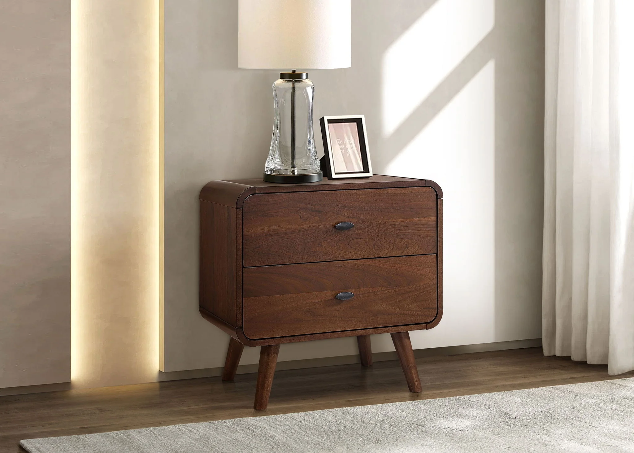 Robyn 2-drawer Nightstand Bedside Table Dark Walnut - Image 3