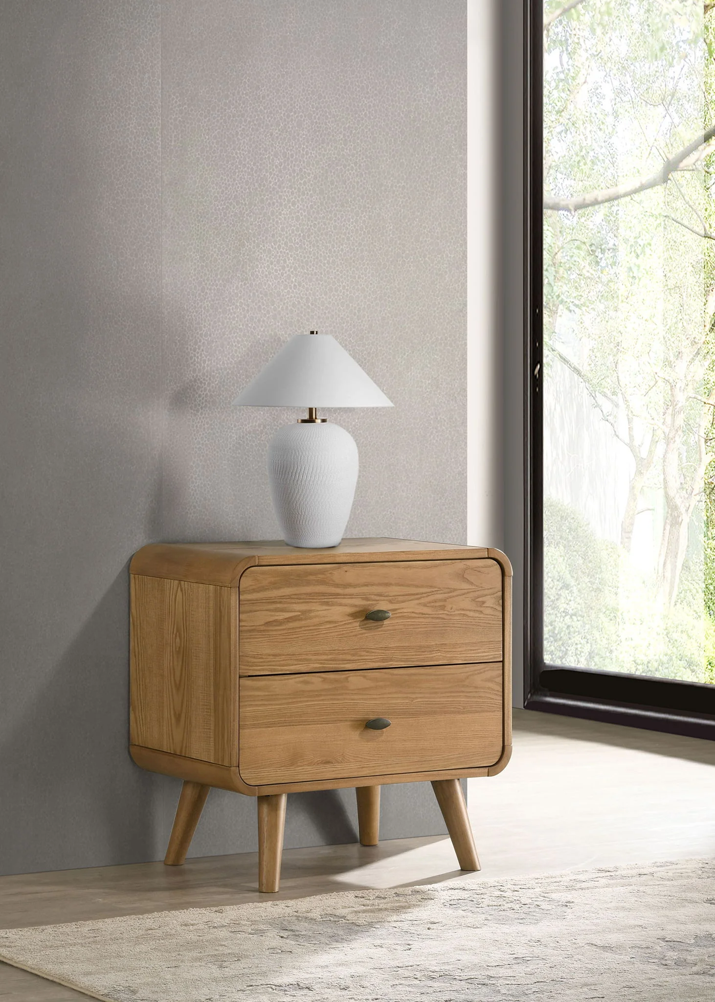 Robyn 2-drawer Nightstand Bedside Table Light Ash - Image 4