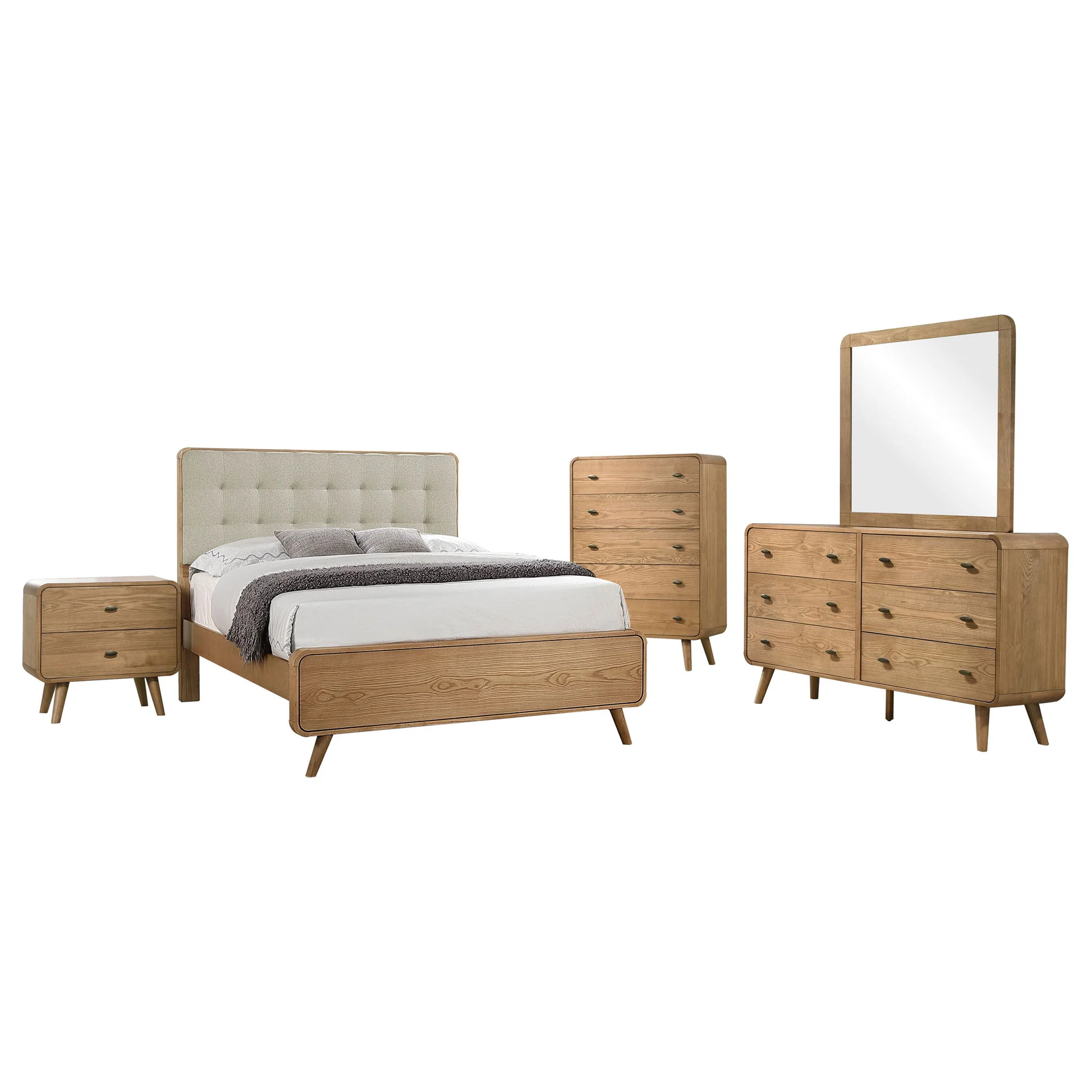 Robyn 5-piece Queen Bedroom Set Light Ash - Image 4