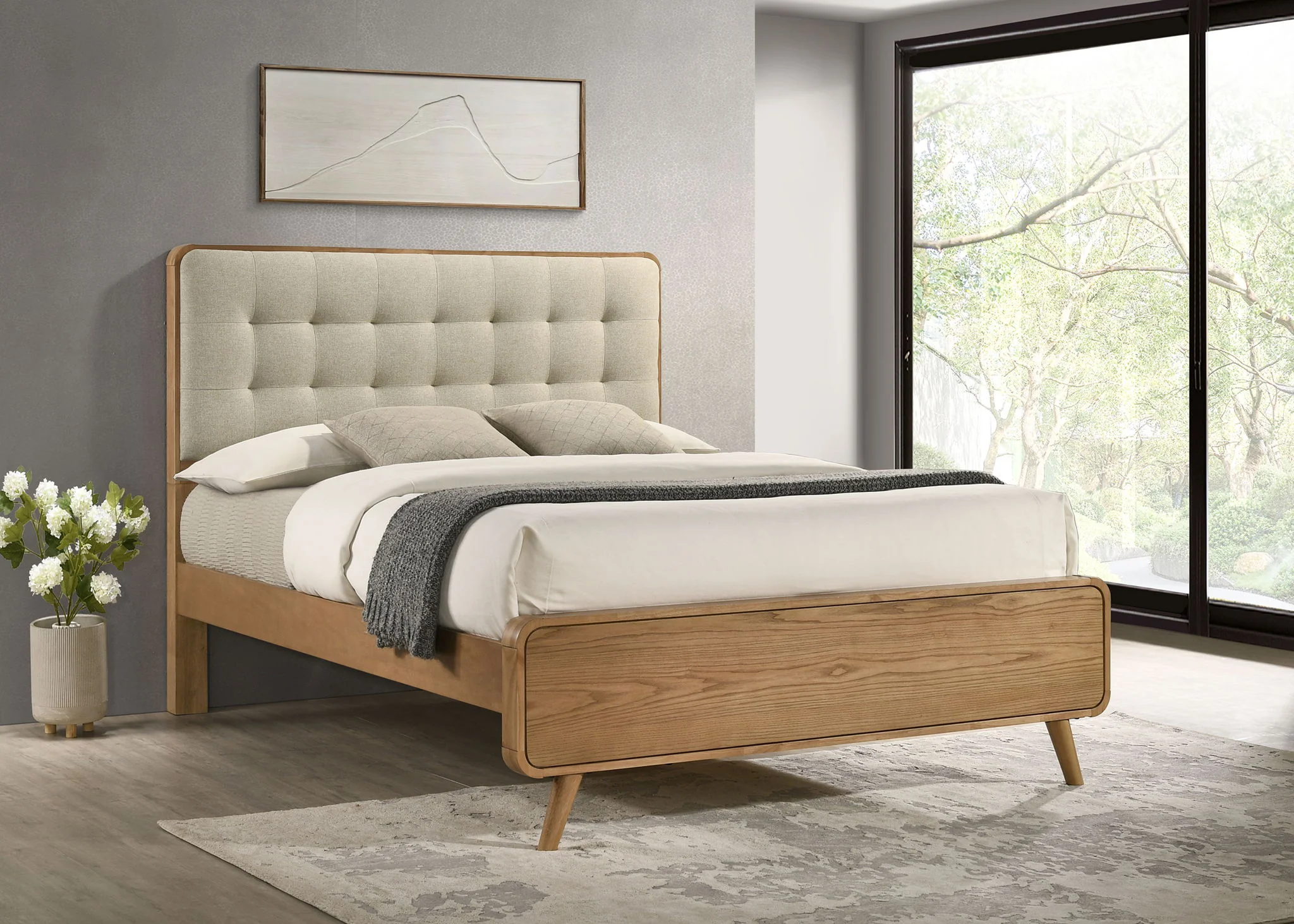 Robyn Wood Queen Platform Bed Light Ash - Image 2
