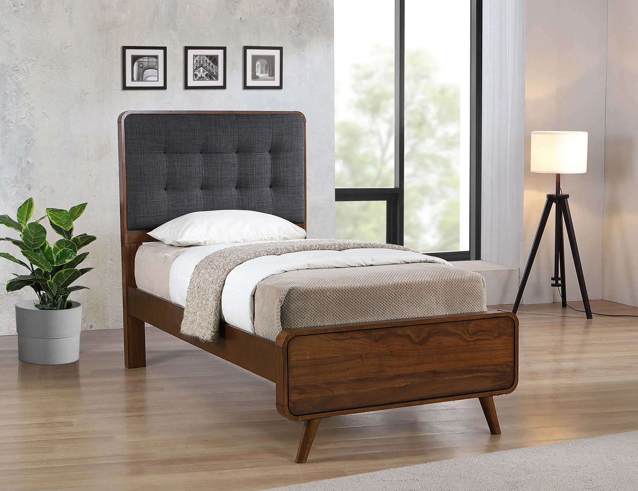 Robyn Wood Twin Platform Bed Dark Walnut - Image 4
