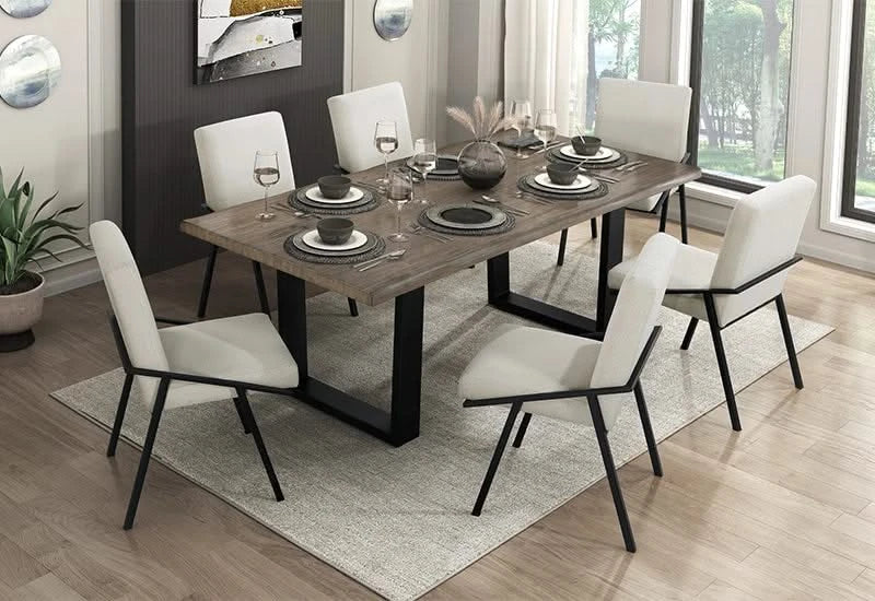 Rocha Modern Rustic Fabric Upholstered Dining Chair - Image 11