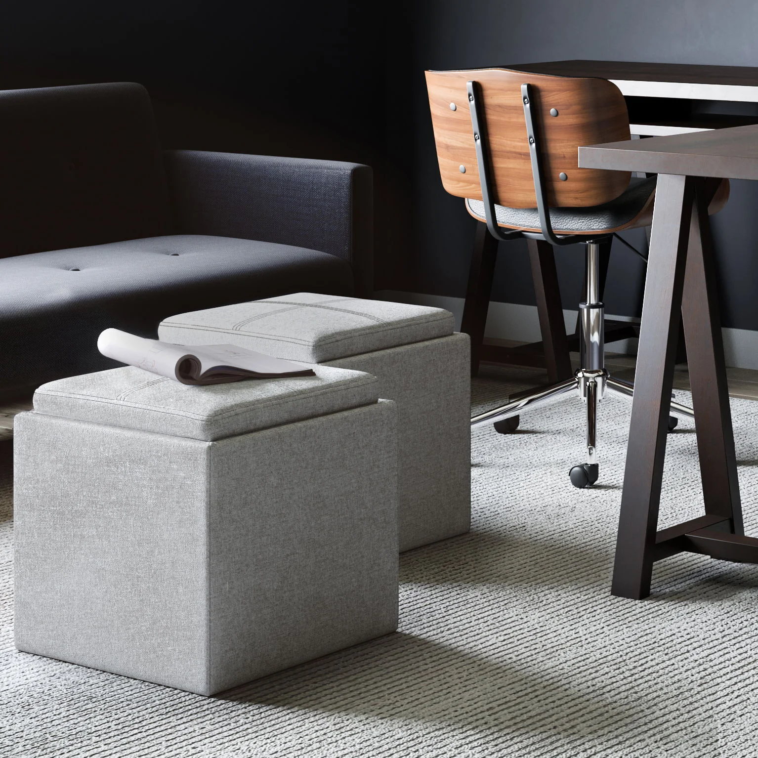 Rockwood - Upholstered Cube Storage Ottoman With Tray - Image 27