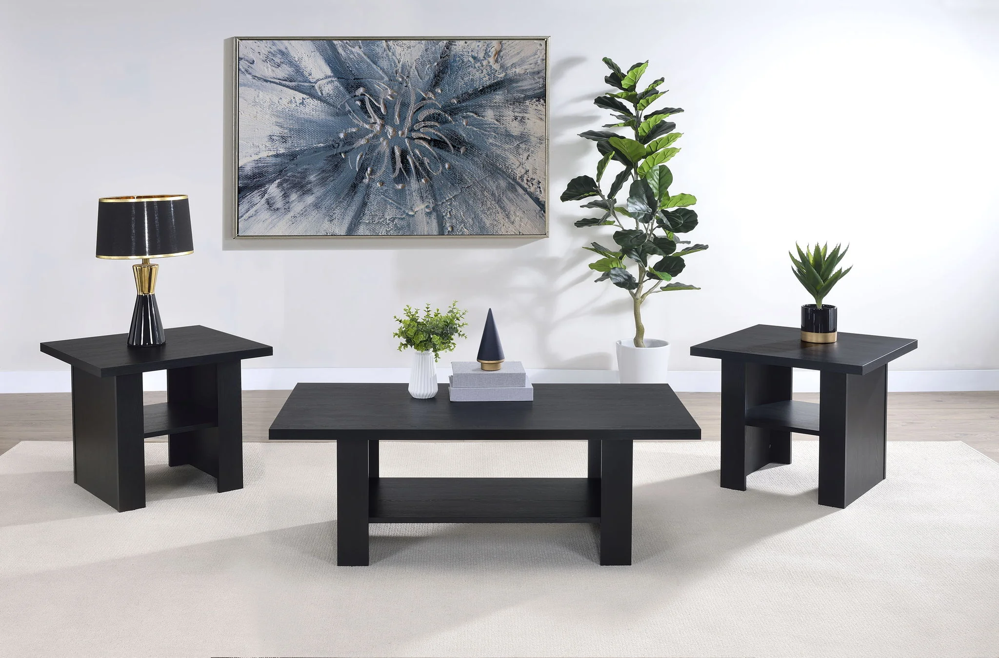 Rodez 3-piece Engineered Wood Coffee Table Set Black - Image 4