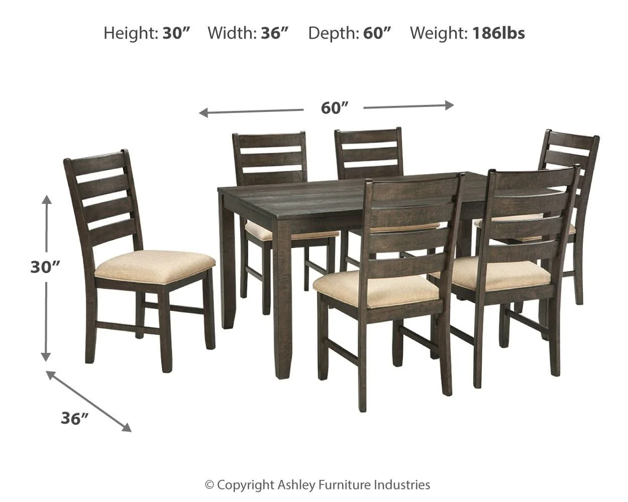 Rokane - Dining Room Table Set (Set of 7) - Brown - Image 4