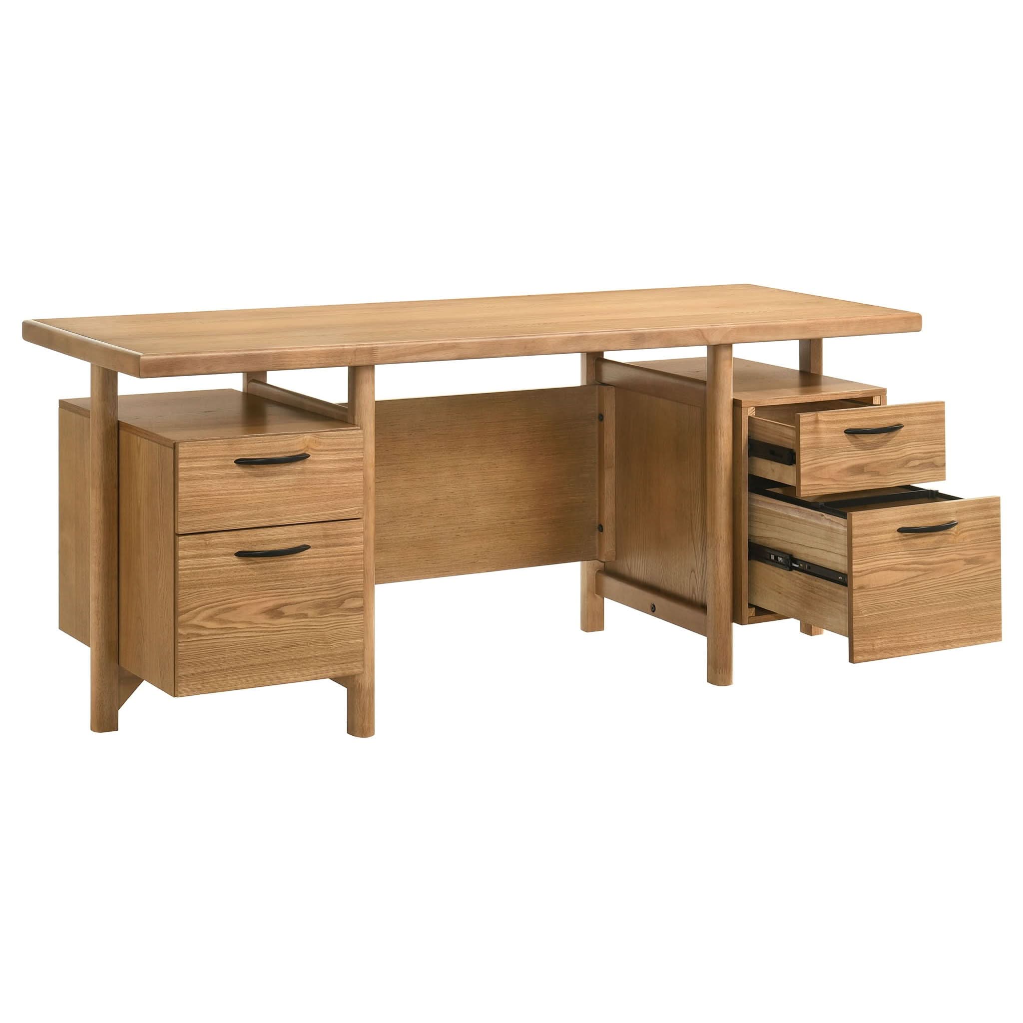 Roldan 69-inch 4-drawer Computer Desk with File Drawer Light Ash - Image 3