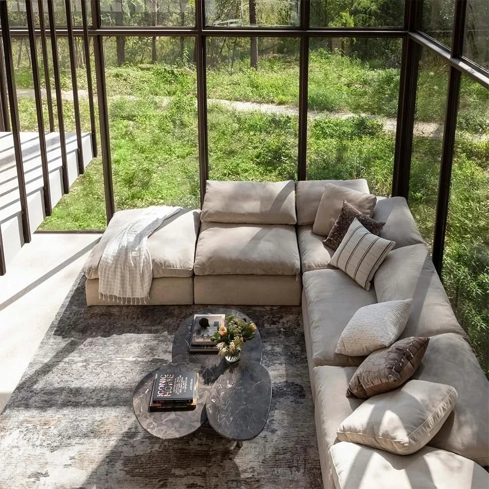 Romo Linen Modular Sectional 5 or 6-Piece with Featherdown Cushions and Reversible Seating - Image 7