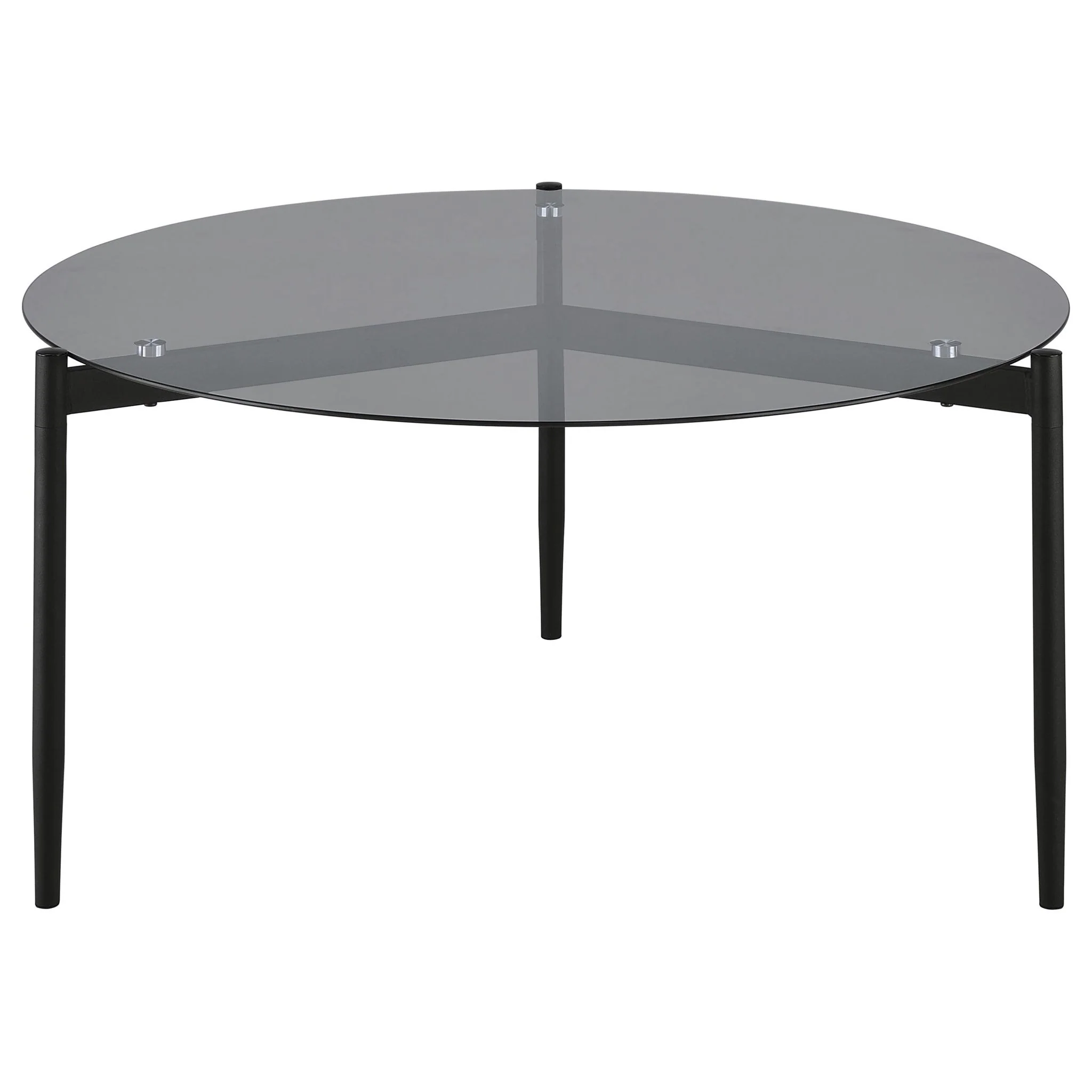 Rosalie Round Smoked Glass Top Coffee Table Grey - Image 4