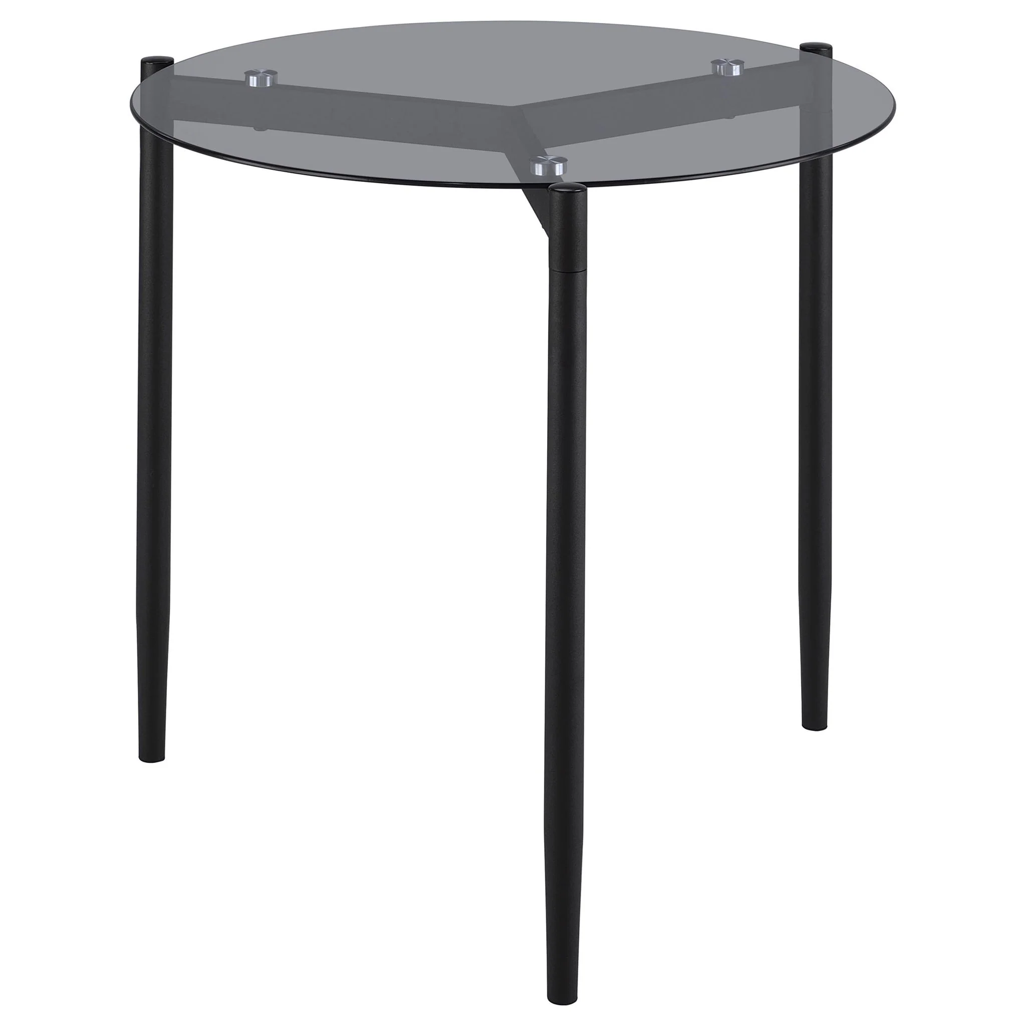 Rosalie Round Smoked Glass Top End Table Grey - Image 2