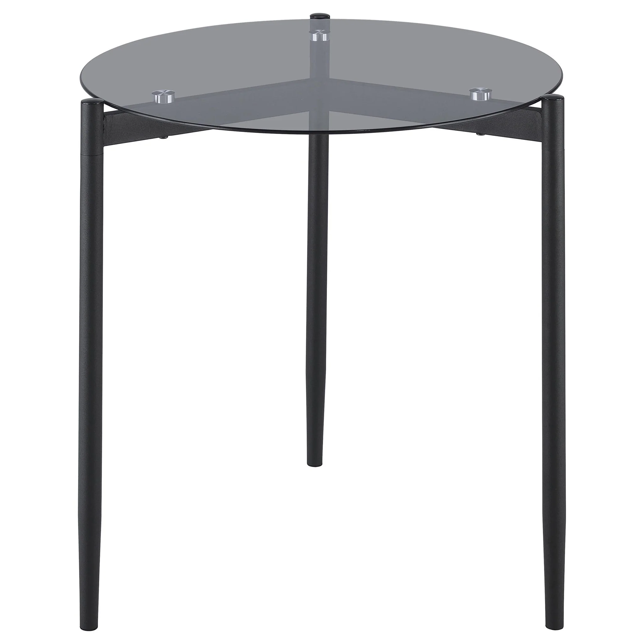 Rosalie Round Smoked Glass Top End Table Grey - Image 3