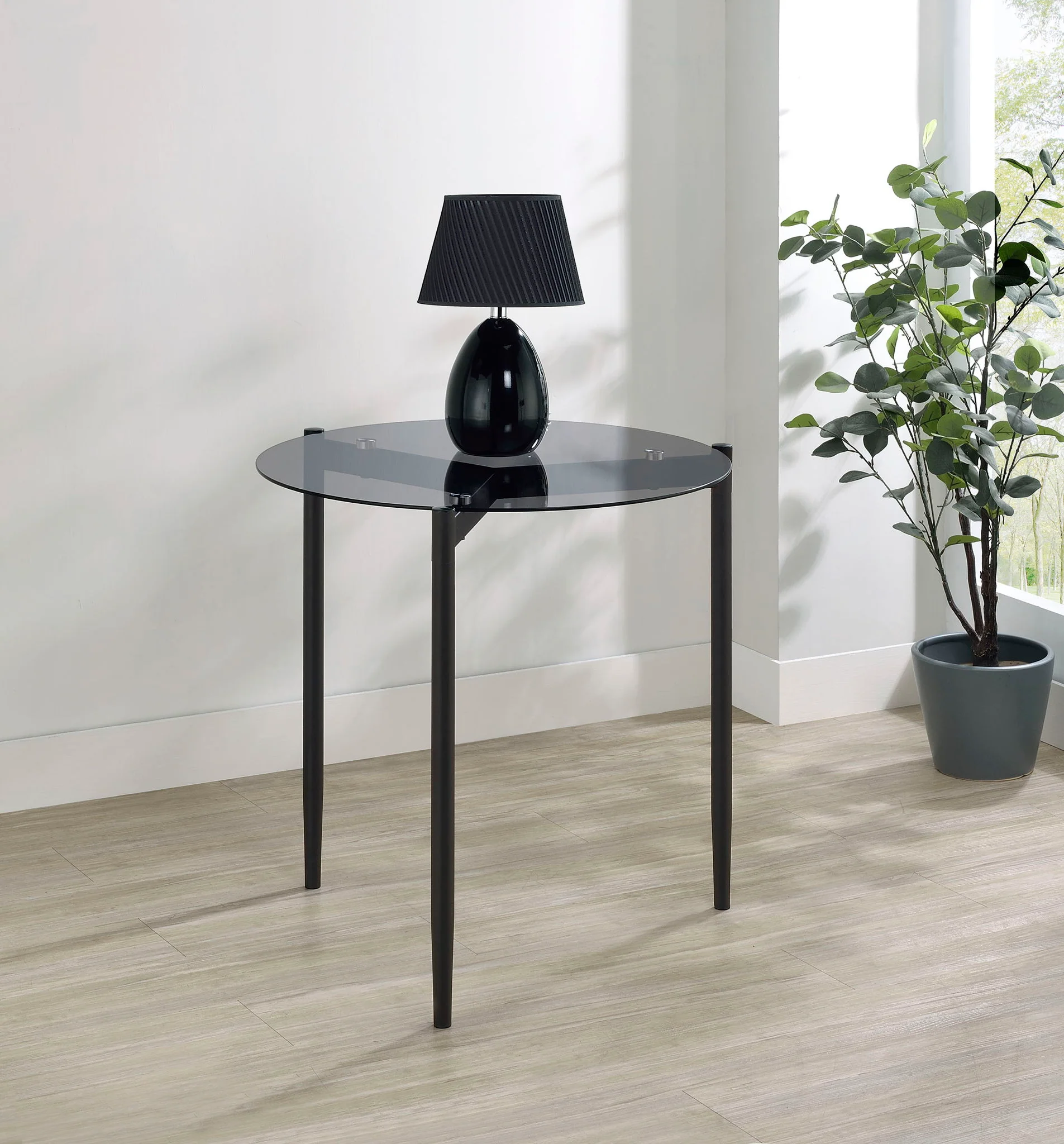 Rosalie Round Smoked Glass Top End Table Grey - Image 4