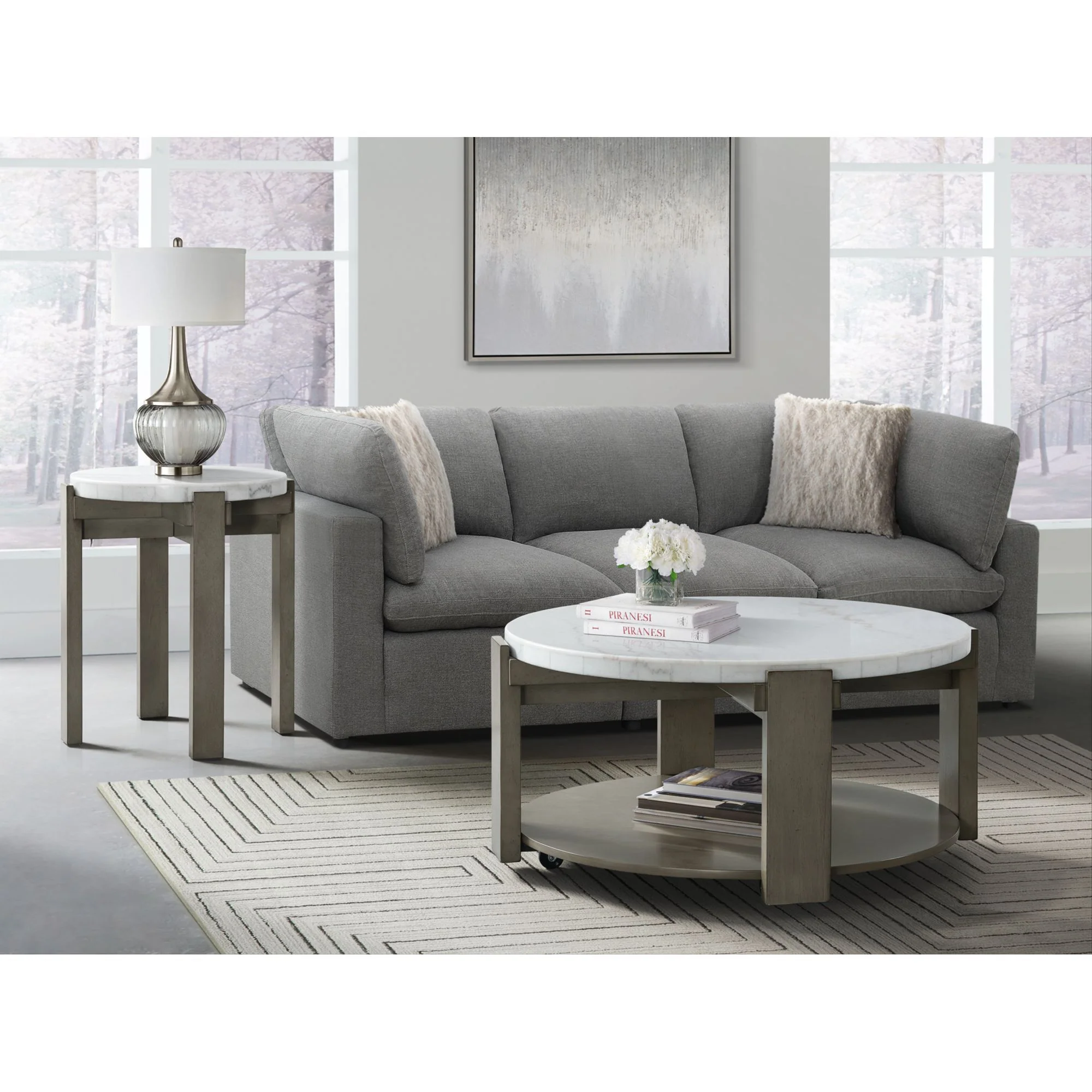 Rosamel - Round End Table - Gray - Image 4