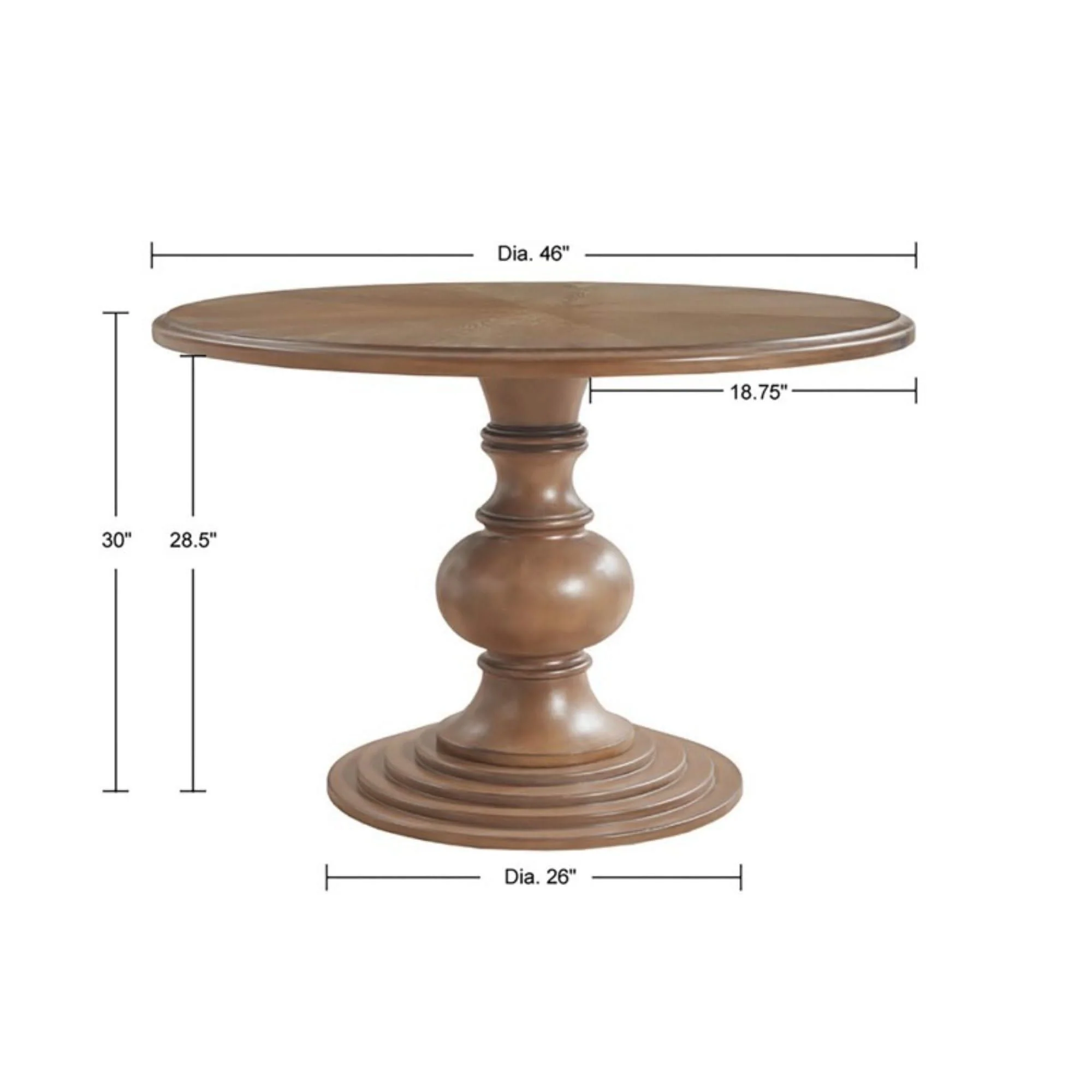 Round Pedestal Dining Table - Walnut - Image 3