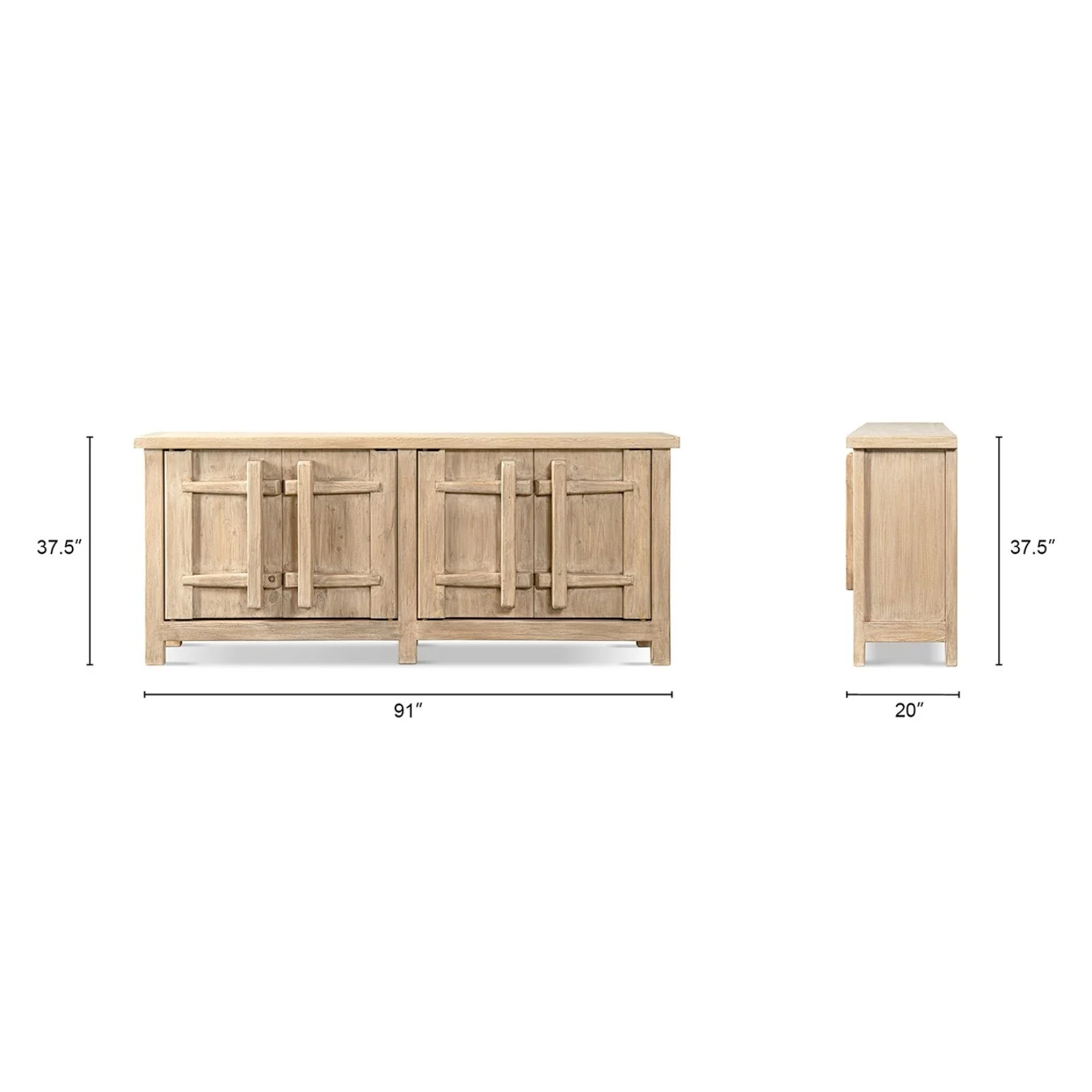 Rowan - 4 Door Sideboard Cabinet - Natural - Image 2