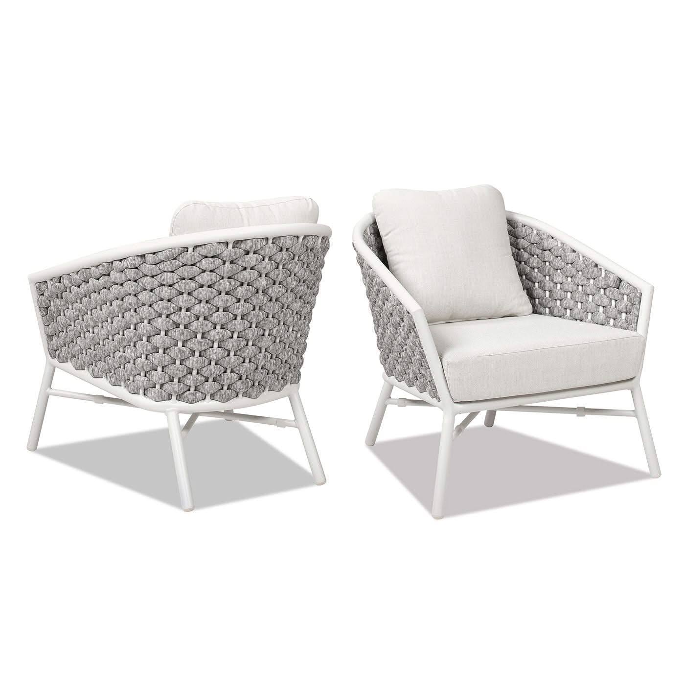 Rowan - Rope Barrel Back Patio Accent Arm Chair (Set of 2) - Optic White - Image 2