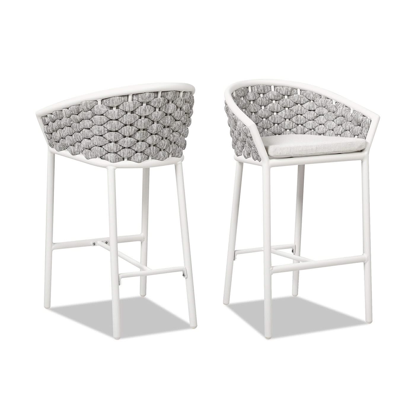 Rowan - Rope Barrel Low Back Patio Counter Stool (Set of 2) - Optic White - Image 2