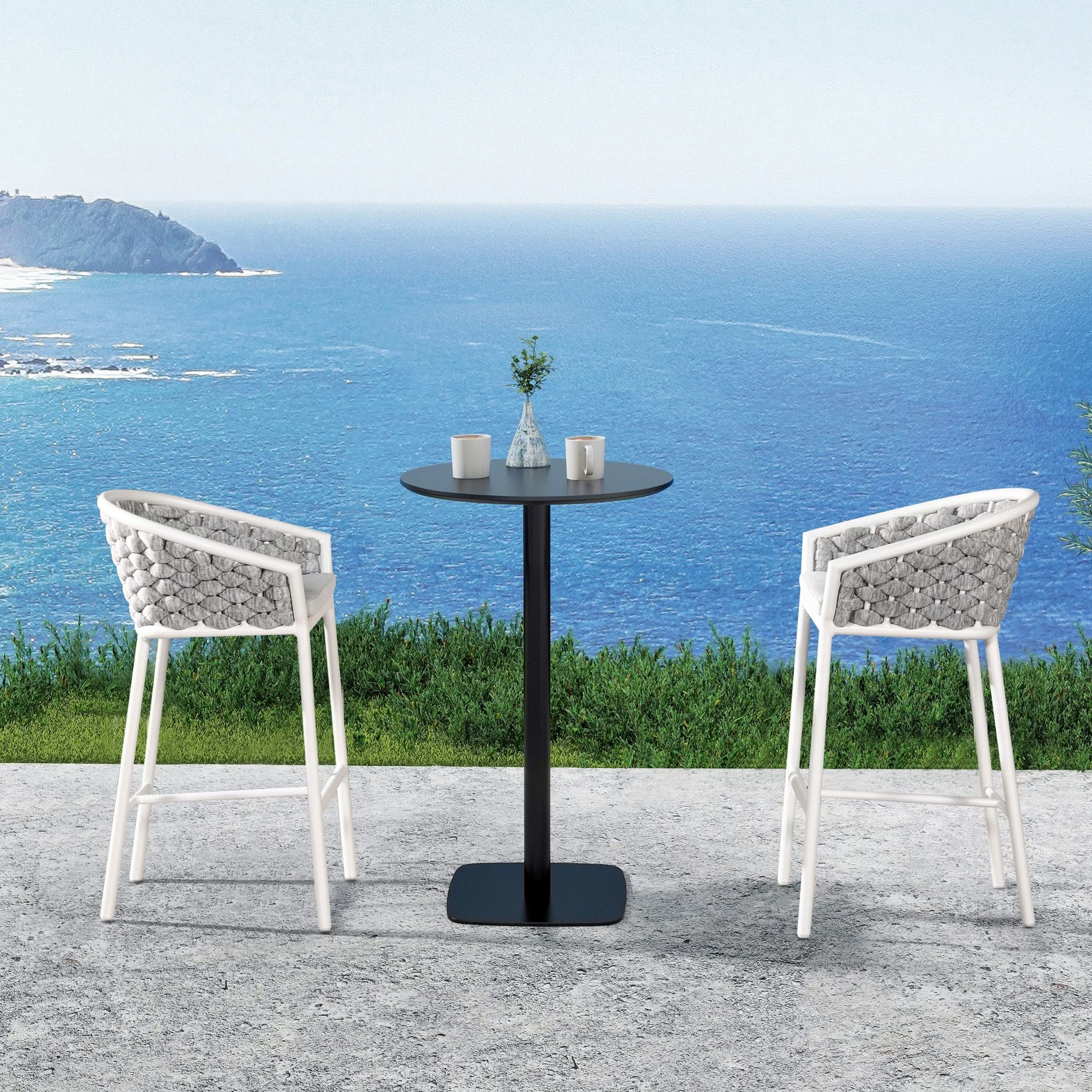 Rowan - Rope Barrel Low Back Patio Counter Stool (Set of 2) - Optic White - Image 3